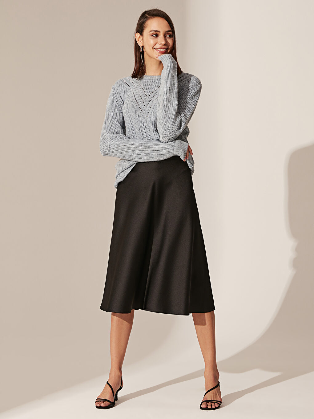 Mavi Bisiklet Yaka Uzun Kollu Kadın Kazak-2