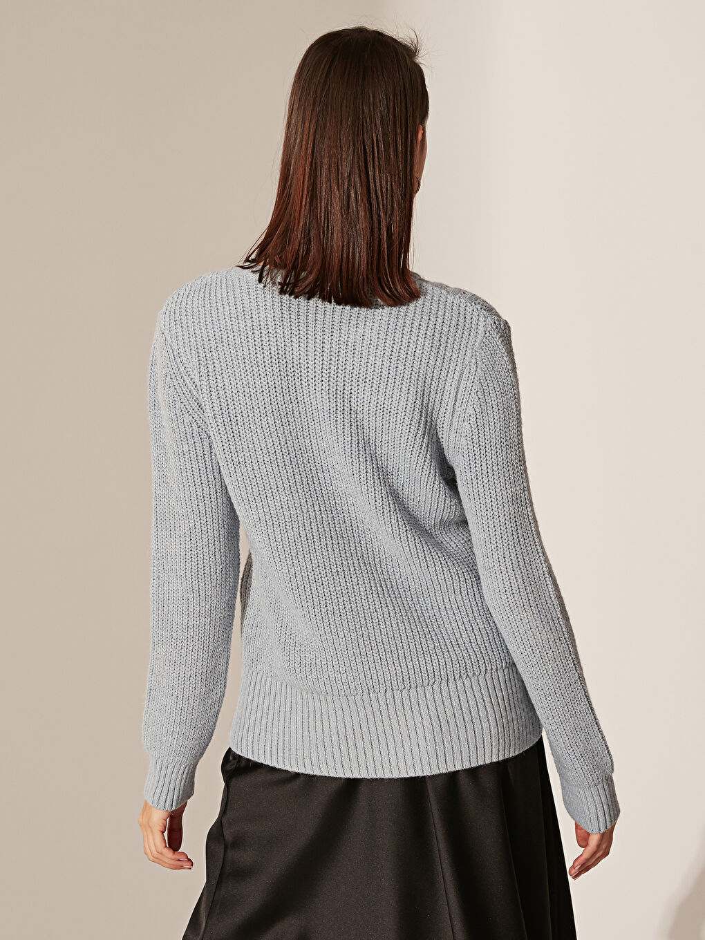 Mavi Bisiklet Yaka Uzun Kollu Kadın Kazak-3