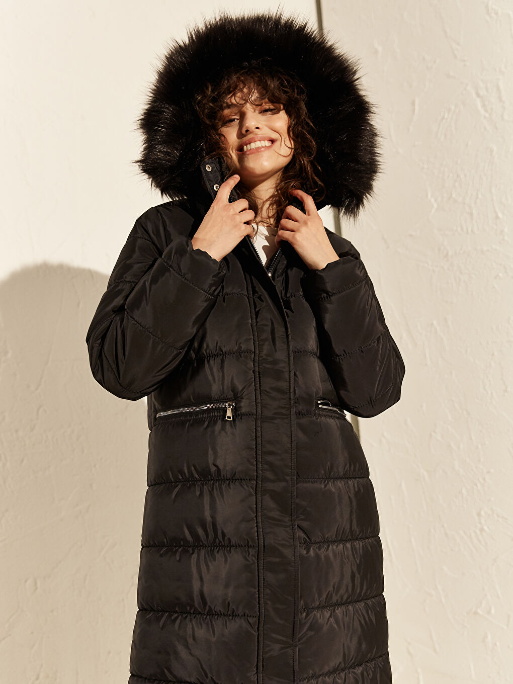 بالطو نسائي طويل كم طويل بكابوش-2