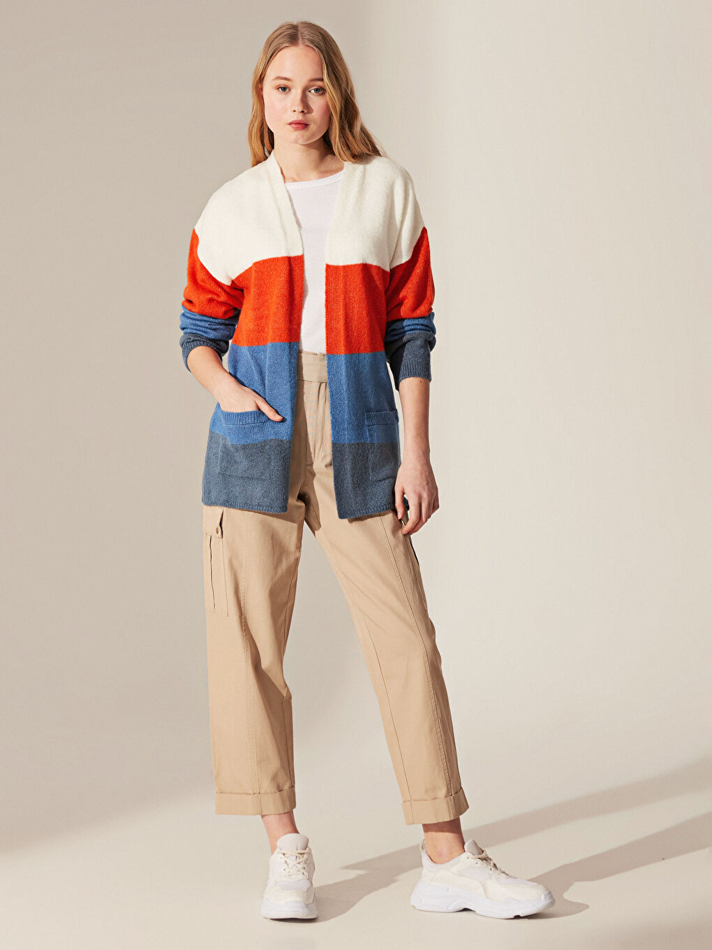 Женский кардиган стандартного кроя с длинным рукавом-1