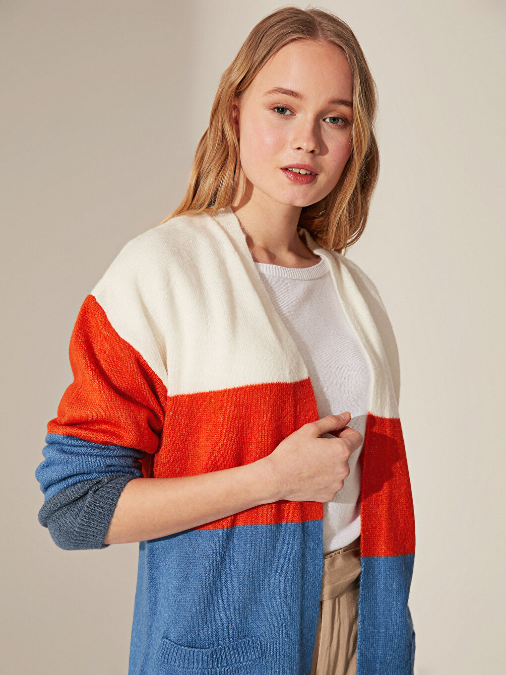 Женский кардиган стандартного кроя с длинным рукавом-2