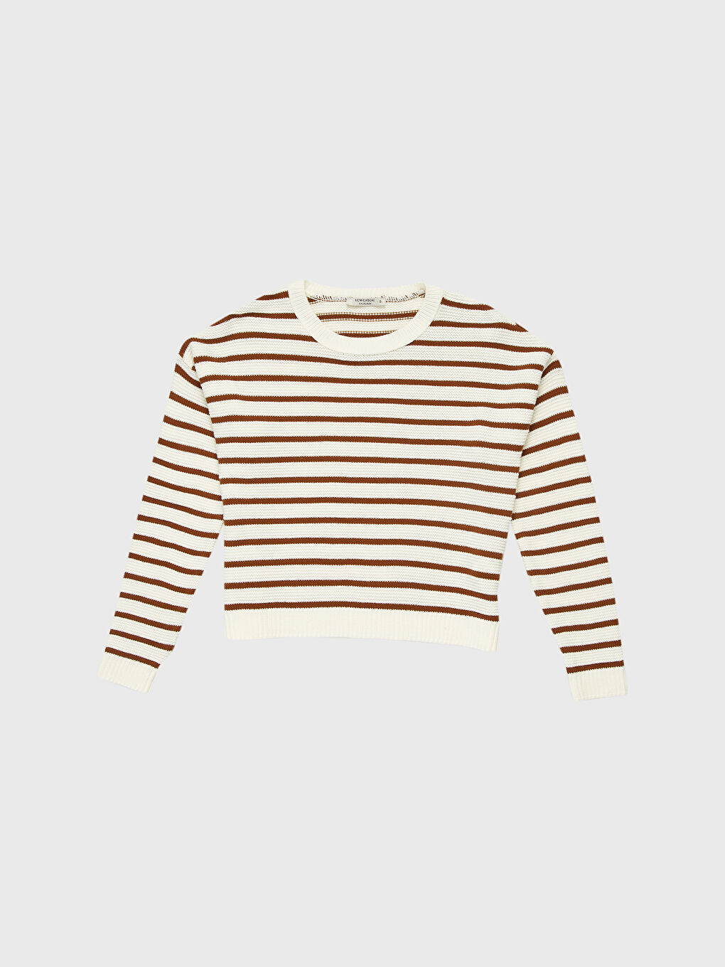 Ekru Bisiklet Yaka Uzun Kollu Kadın Kazak-1