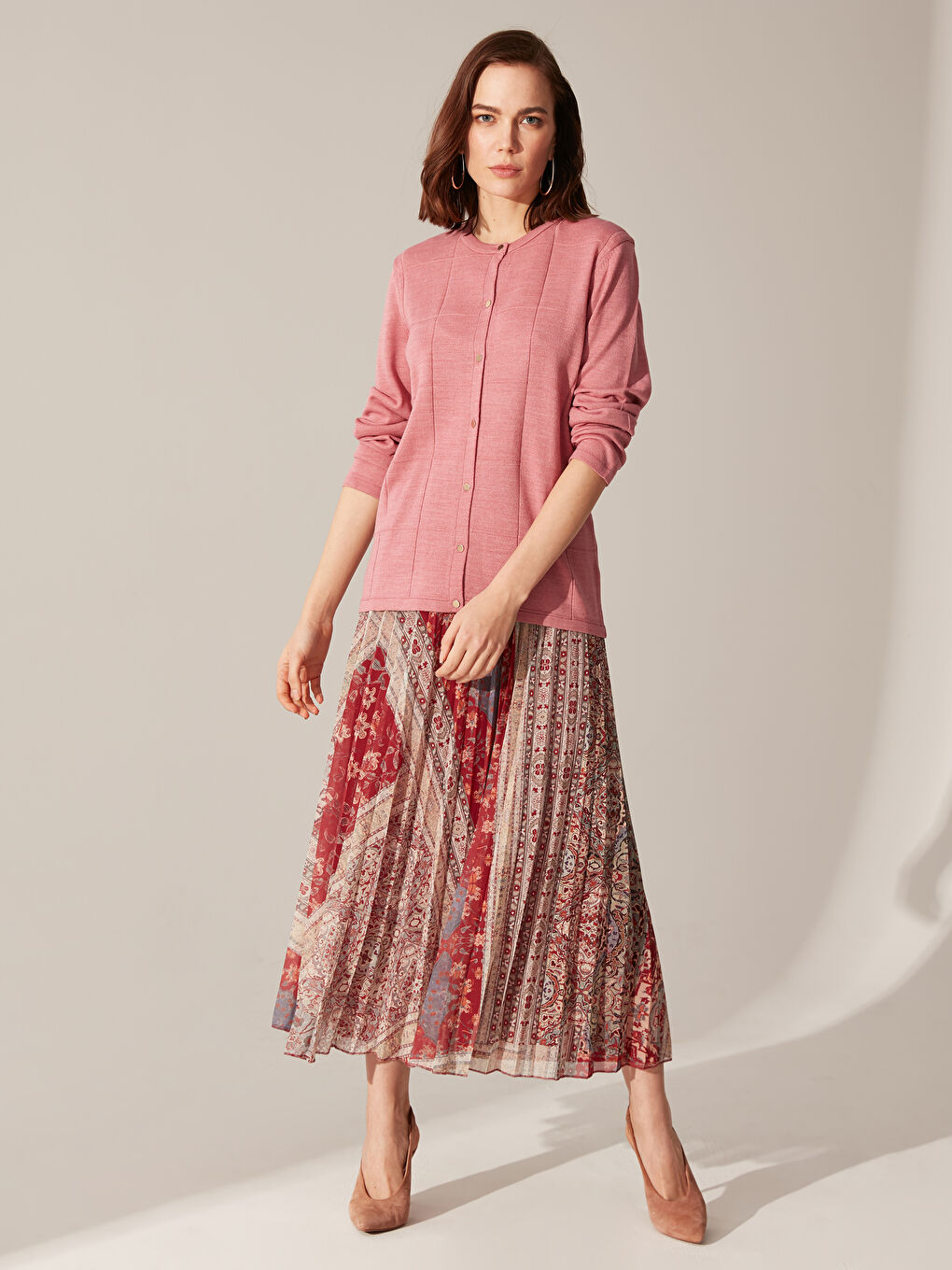 Женщины Розовый Кардиган-4