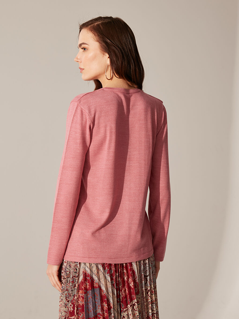 Женщины Розовый Кардиган-5