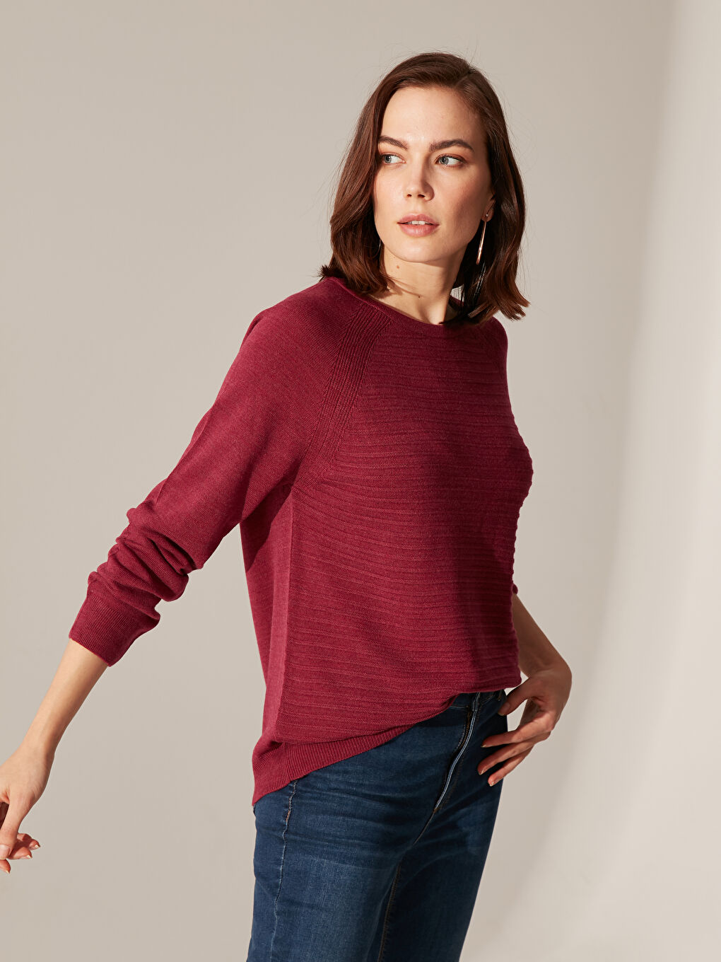 Женщины Фуксия Свитер-2