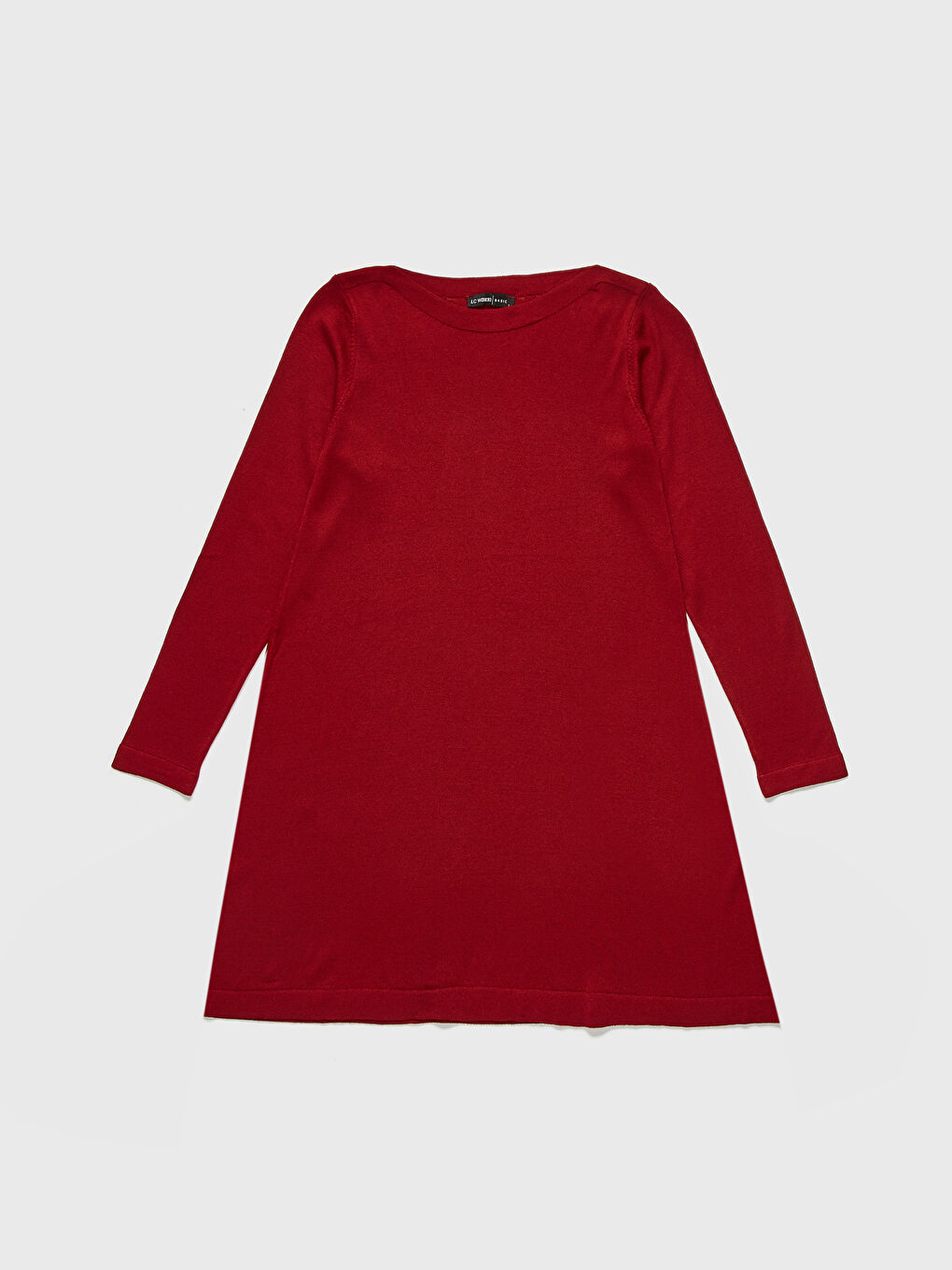 Bordo Kayık Yaka Uzun Kollu Kadın Tunik-1