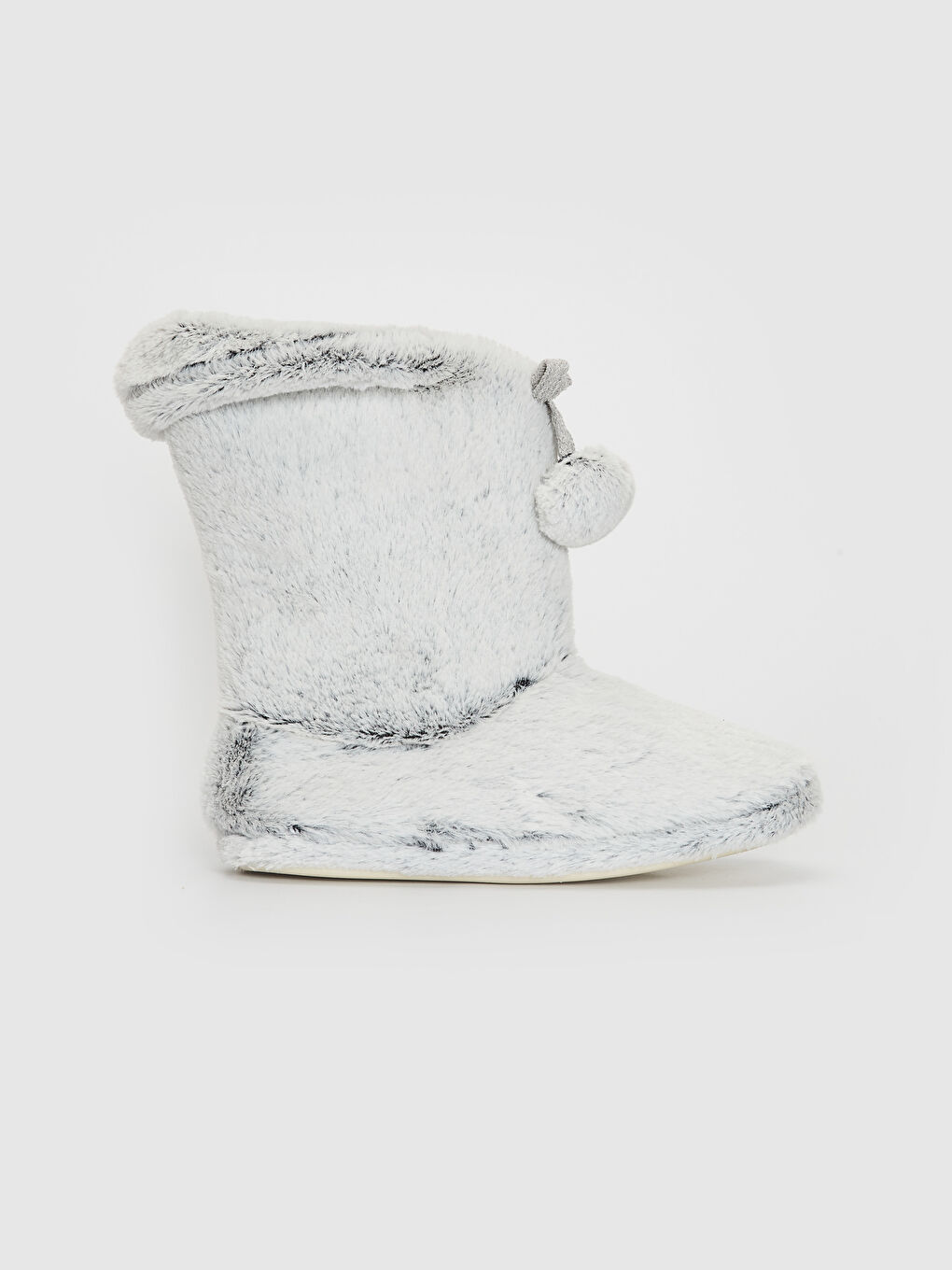 Gri Kadın Ponponlu Pelüş Ev Botu