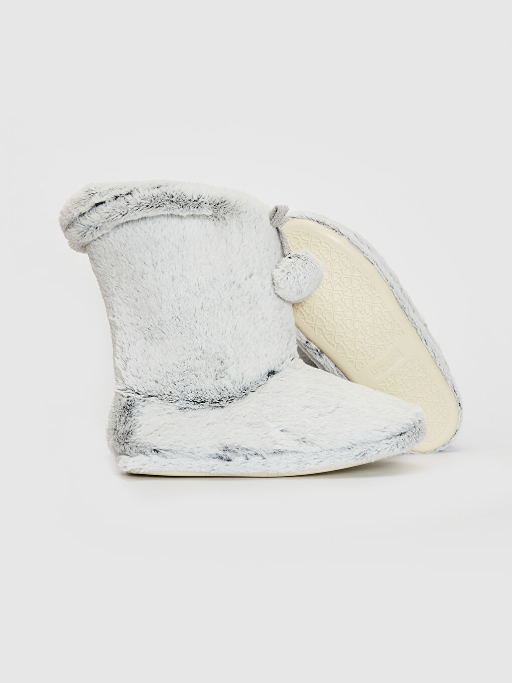 Gri Kadın Ponponlu Pelüş Ev Botu-2