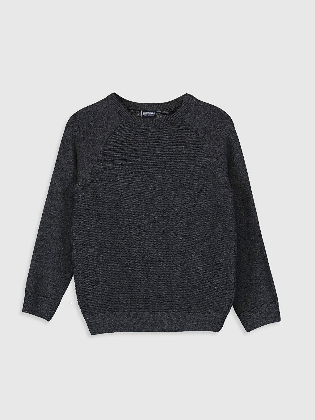 Antrasit Uzun Kollu Erkek Çocuk İnce Triko Kazak