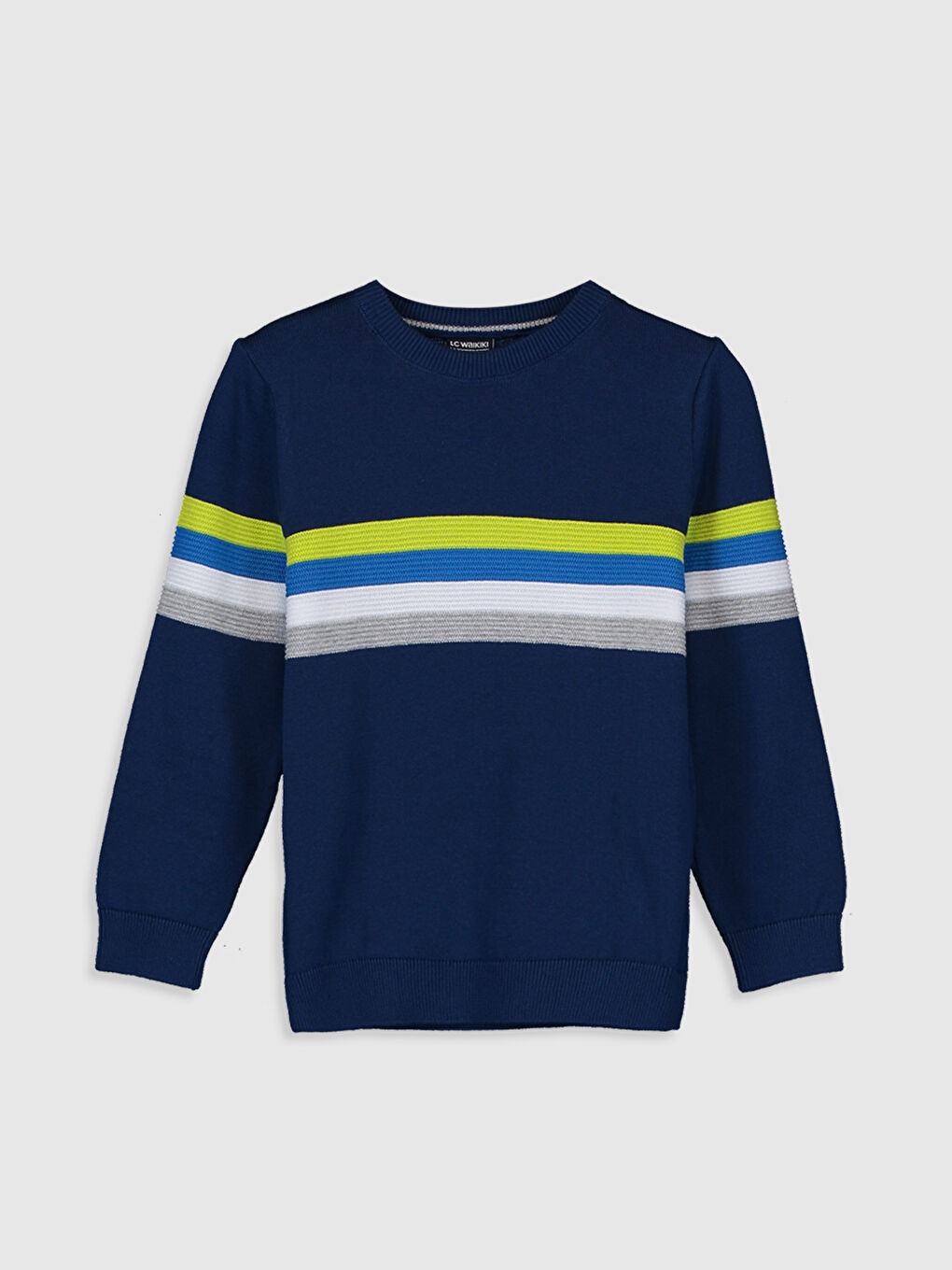 Lacivert Uzun Kollu Erkek Çocuk İnce Triko Kazak