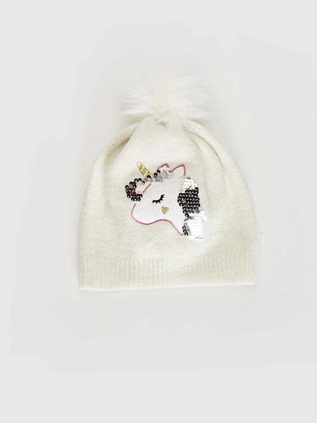 Берет из трикотажа с пайетками для девочек-1