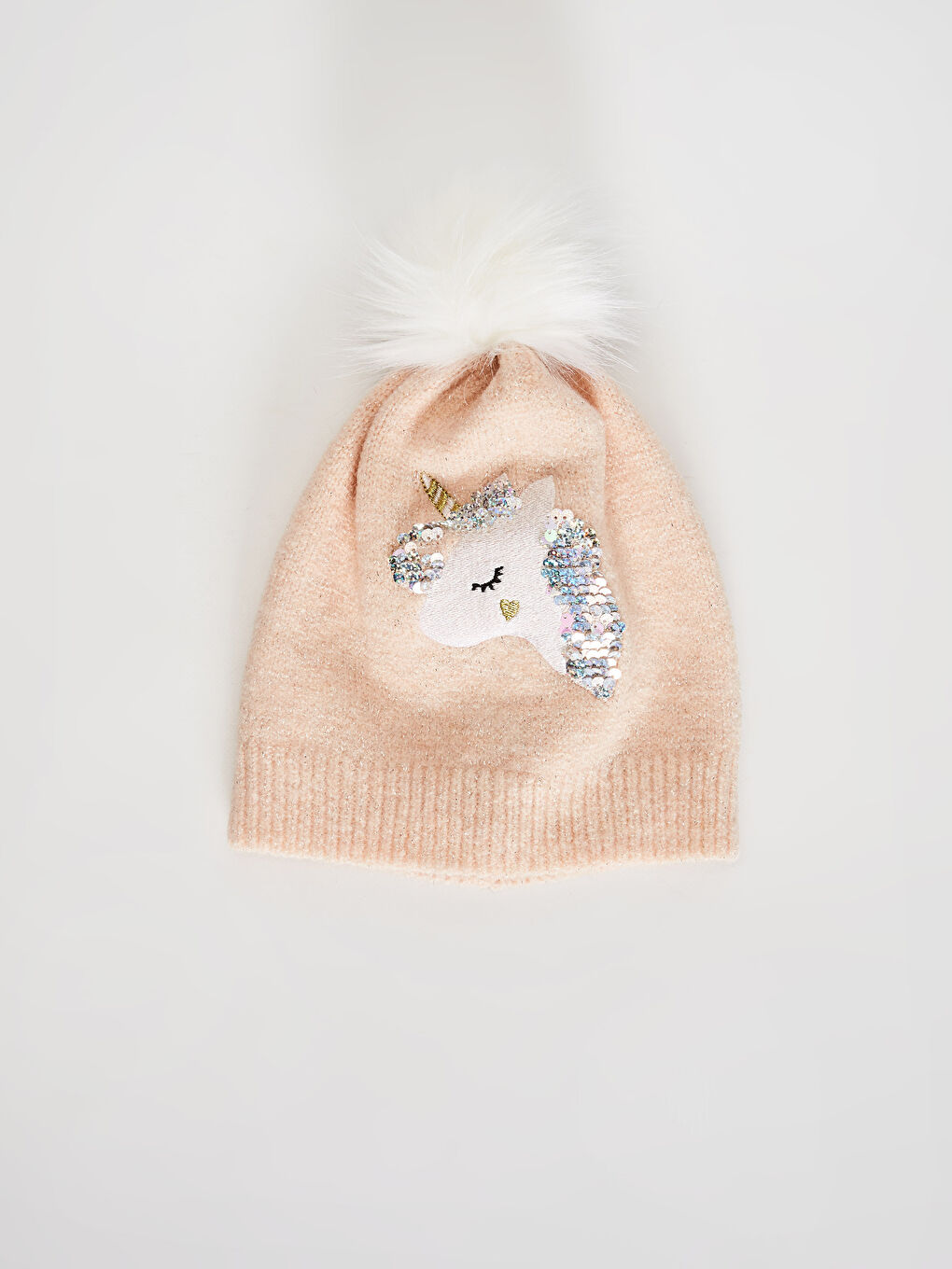 Берет из трикотажа с пайетками для девочек-1