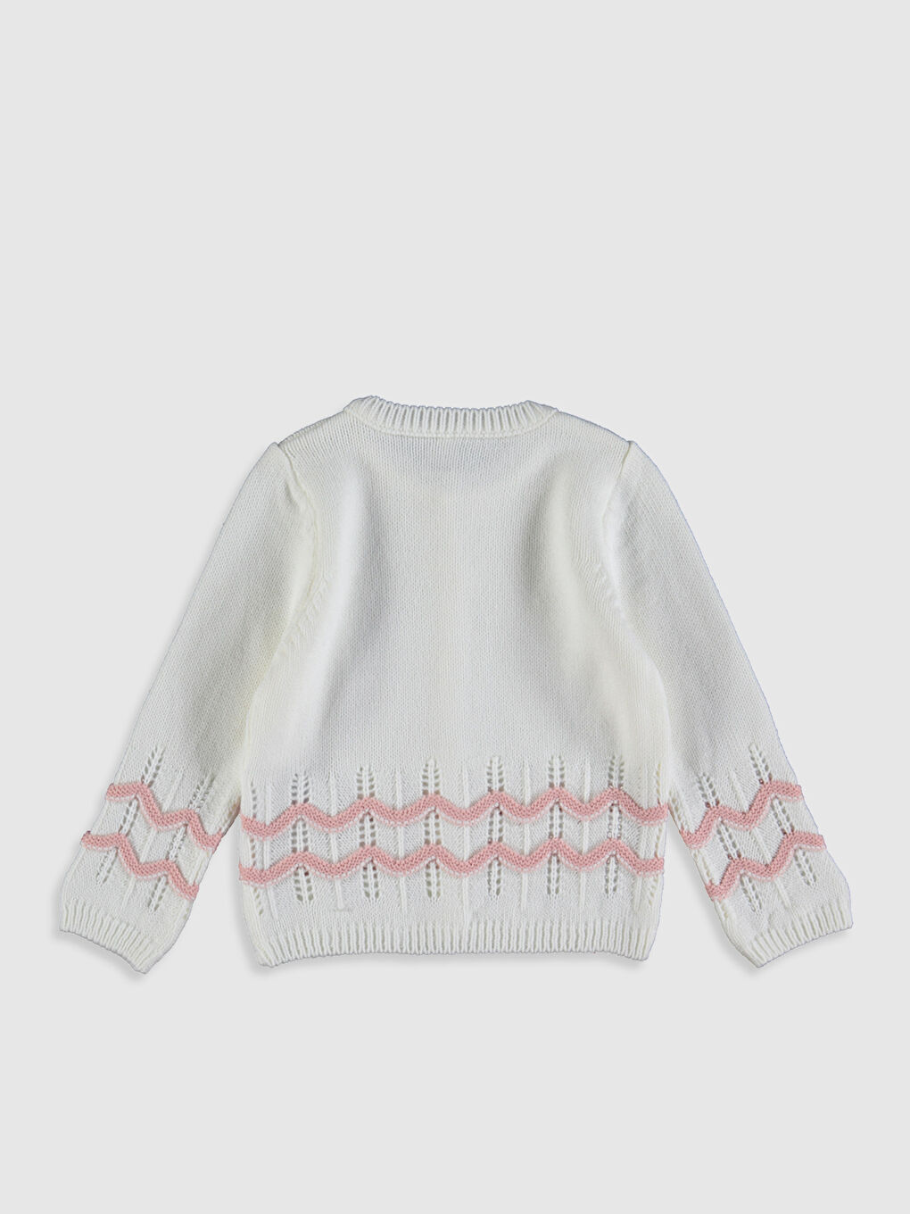 Ekru Uzun Kollu Kız Bebek Hırka-1