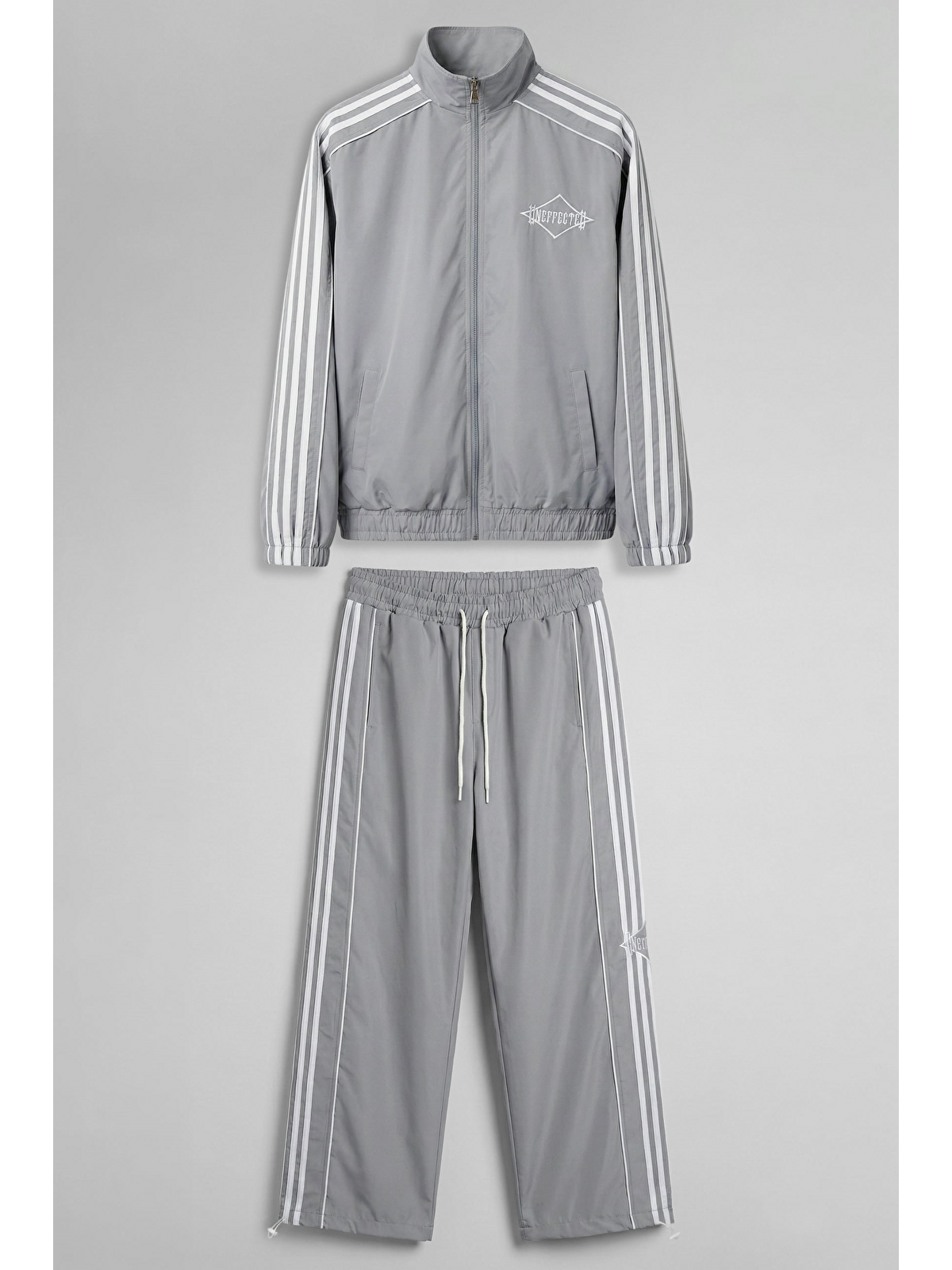 Abluka Online Erkek Relaxed Fit Şeritli Spor Eşofman Takımı Gri