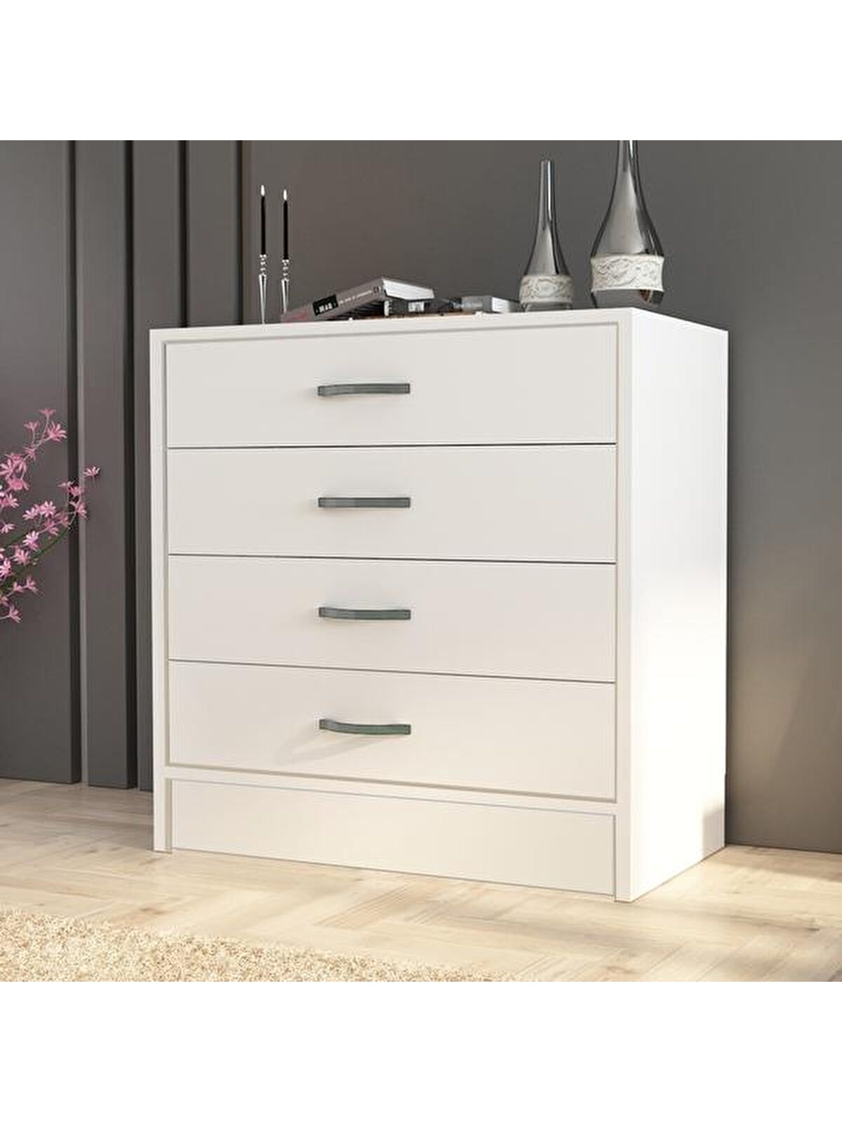 Eco Room Amor 4 Çekmeceli Şifonyer - Beyaz - 86 cm