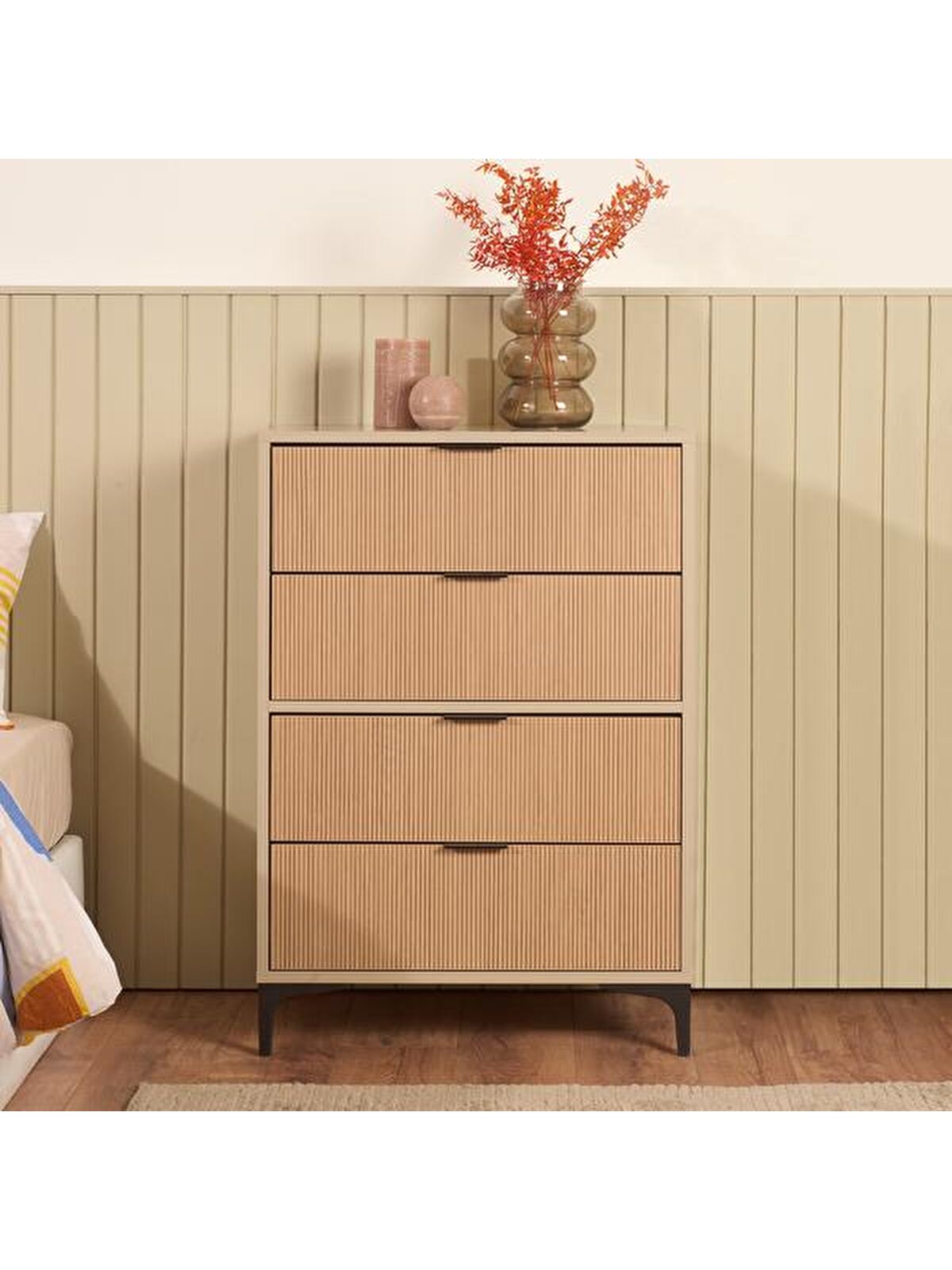 Just Home Prestige 4 Çekmeceli Şifonyer - Vizon / Yunus - 70 cm