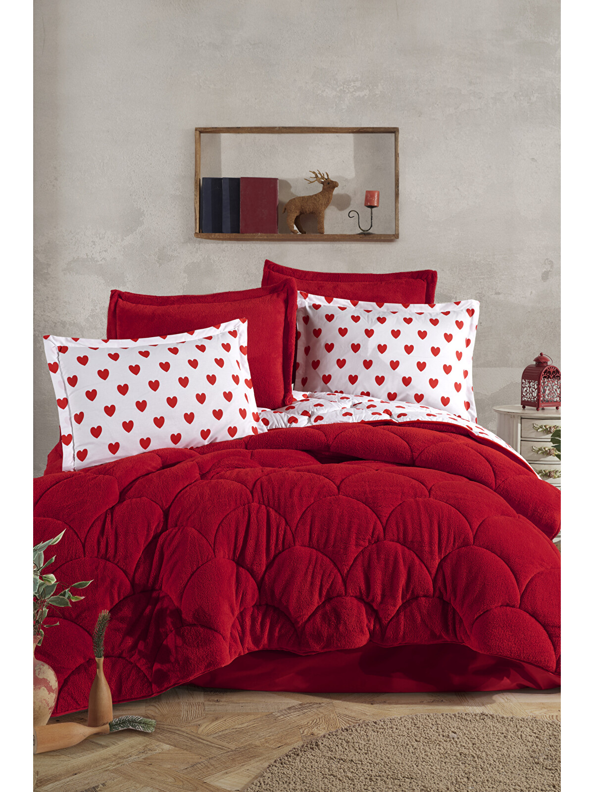 OWL 2×4 キューケース　ワインレッド Nordqueen Beyaz Wellsoft Çift Kişilik Uyku Seti Çift Taraflı Amor