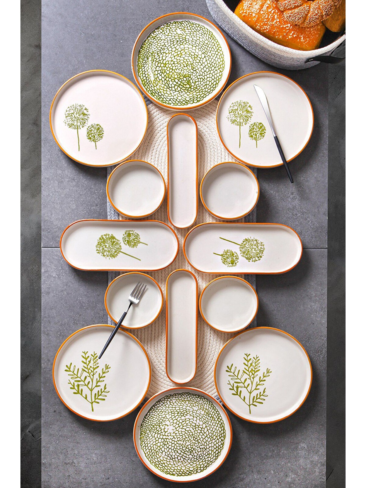 Nandy Home 14 Parça 6 Kişilik Handmade Yeşil Rüya Kahvaltı Takımı