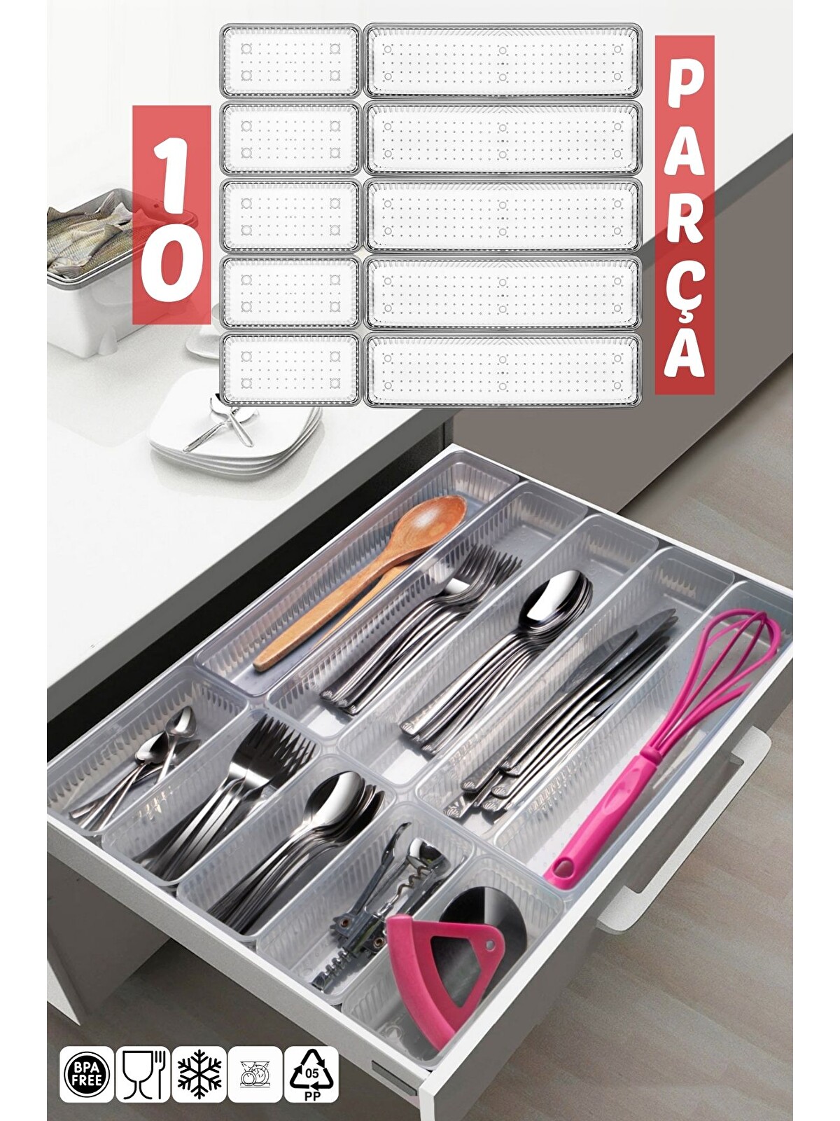 kiki291708オーダーページ Nandy Home Beyaz 10 Parça Çekmece İçi Kaşıklık Düzenleyici