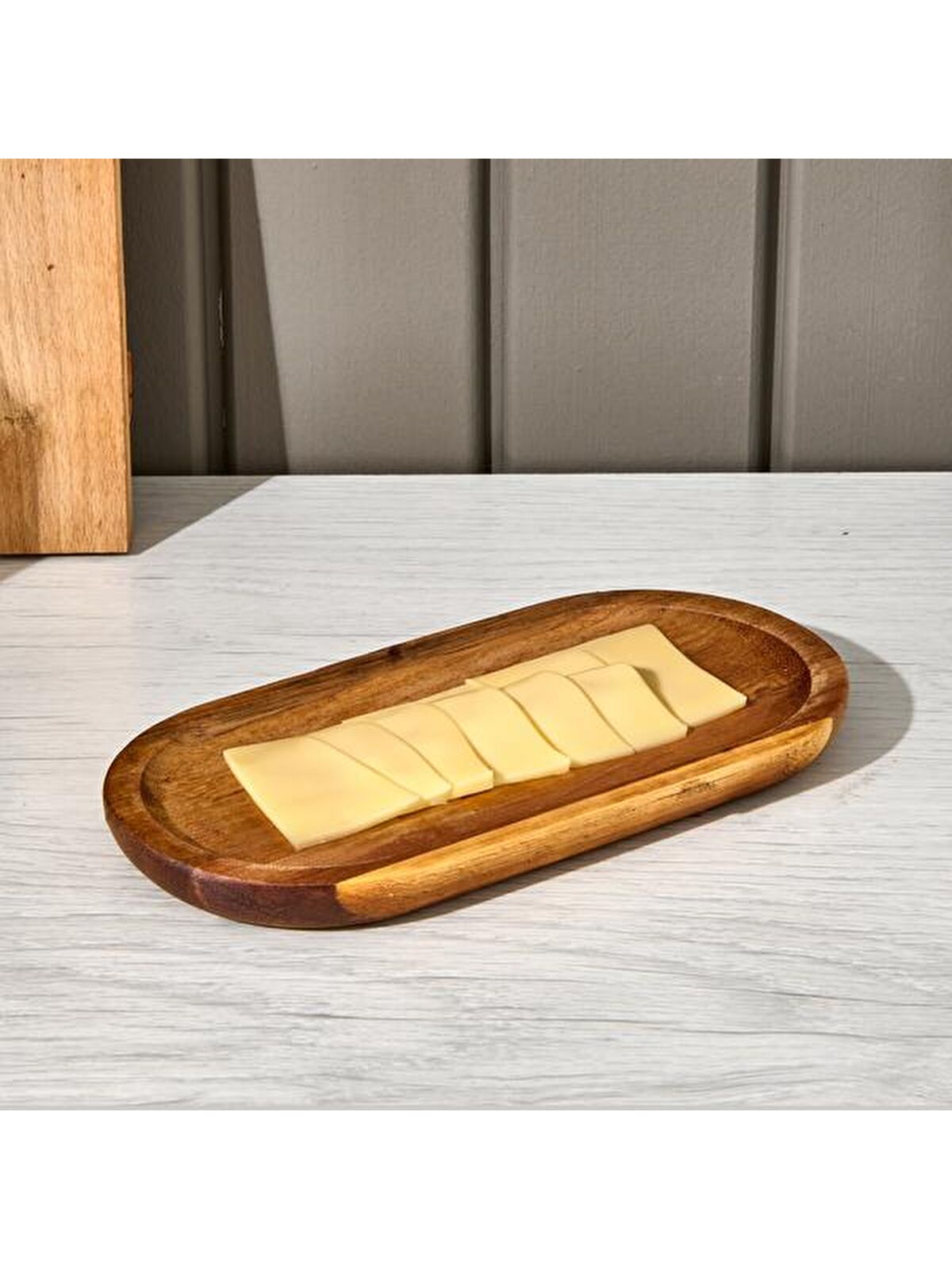 Naturalove Akasya Oval Servis Sunum Tabağı - Kahverengi - 18,8x9,6x1,6 cm