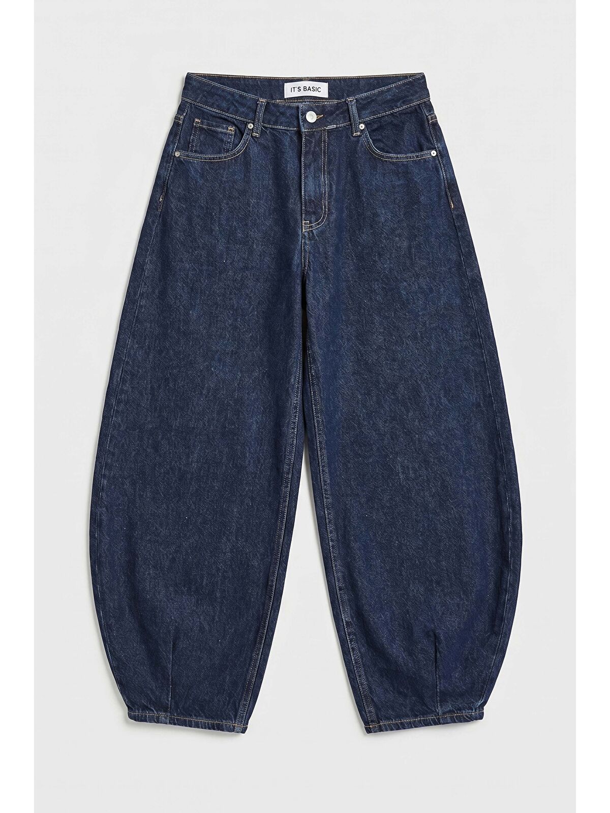 It's Basic Kadın İndigo Selvedge 7s6-50 Mega Balon Fit %100 Pamuk Denim Jean