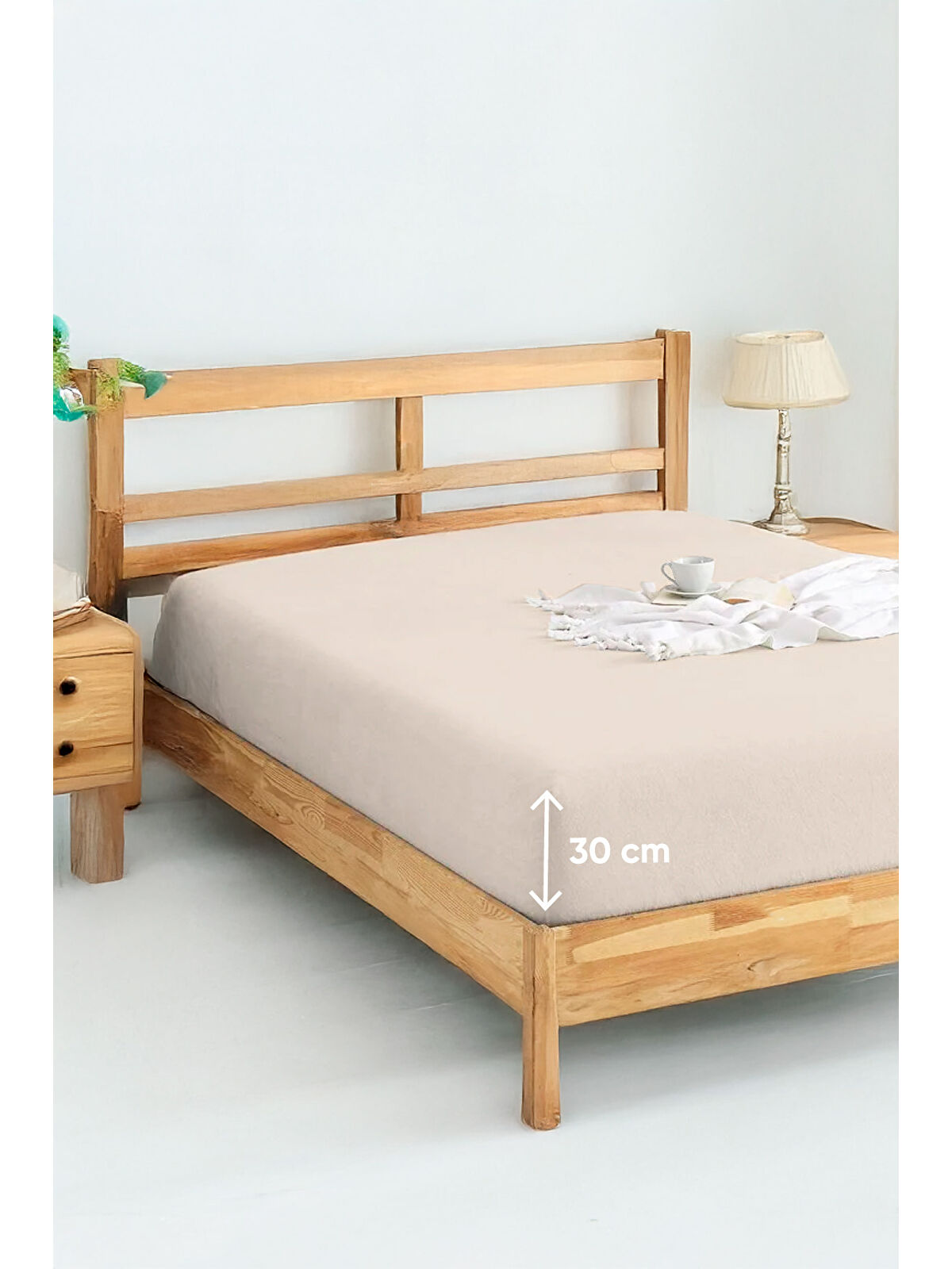 UPSTYLE Penye Lastikli Çarşaf Pamuklu Jersey Tek Kişilik 100x200cm Krem
