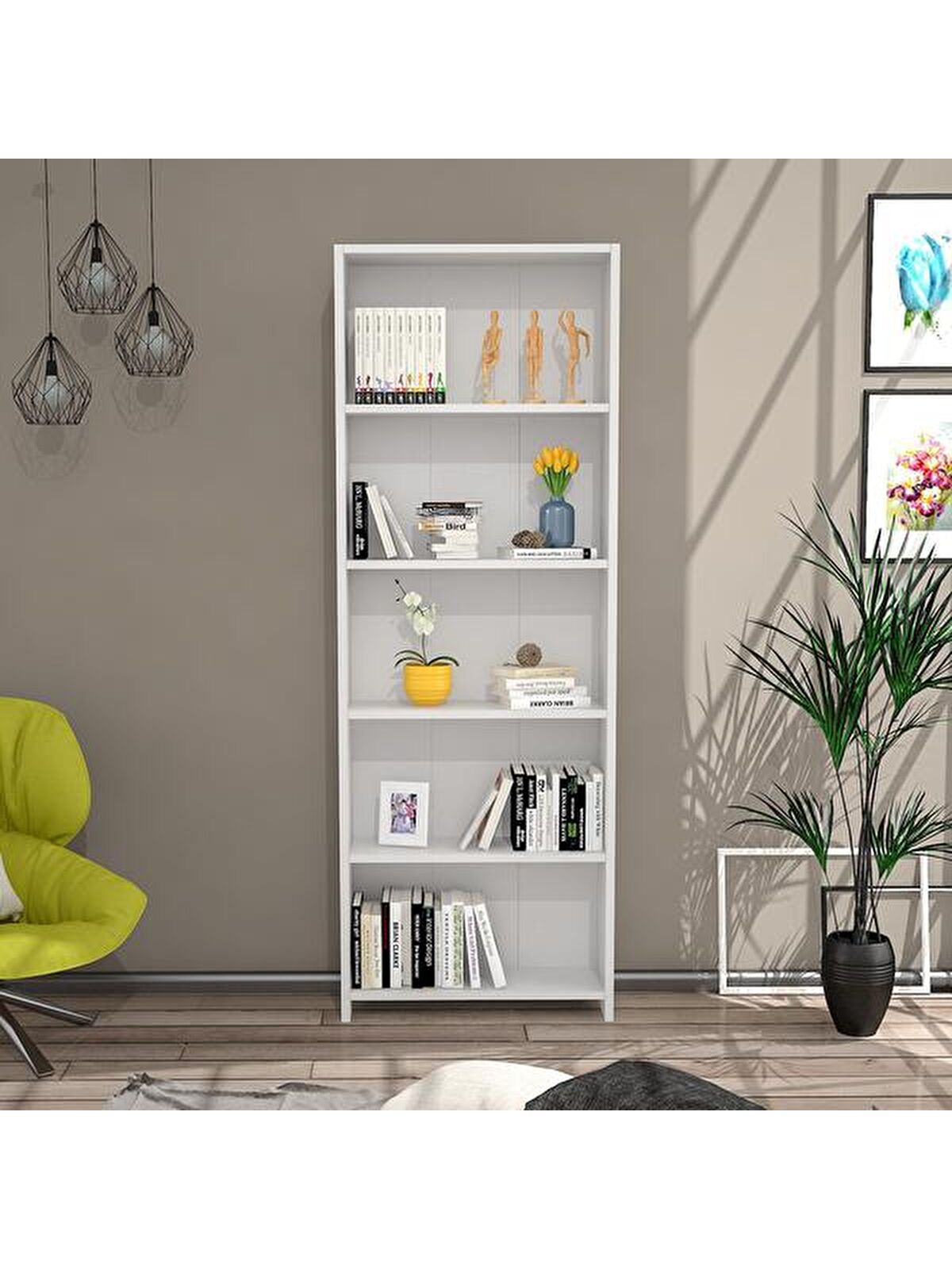 Just Home Eco 5 Raflı Kitaplık - Beyaz