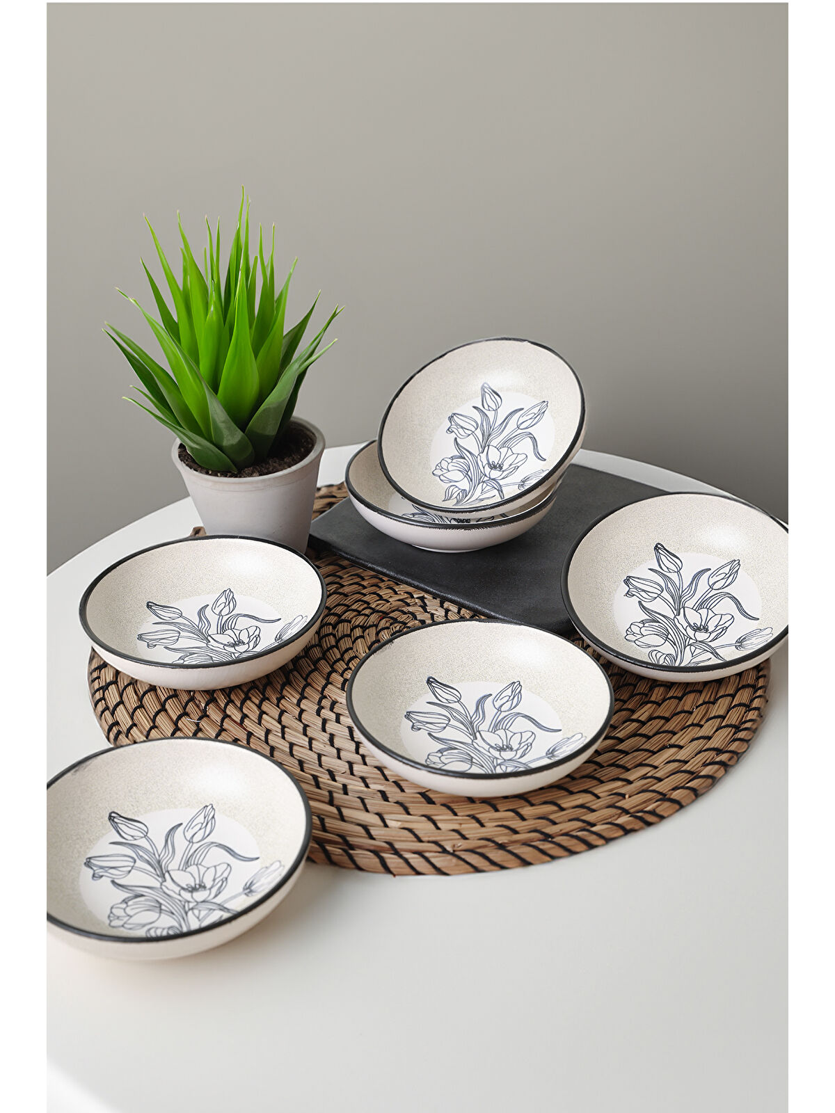 Keramika Shade Flowers Halka Sosluk / Çerezlik 13 Cm 6 Adet