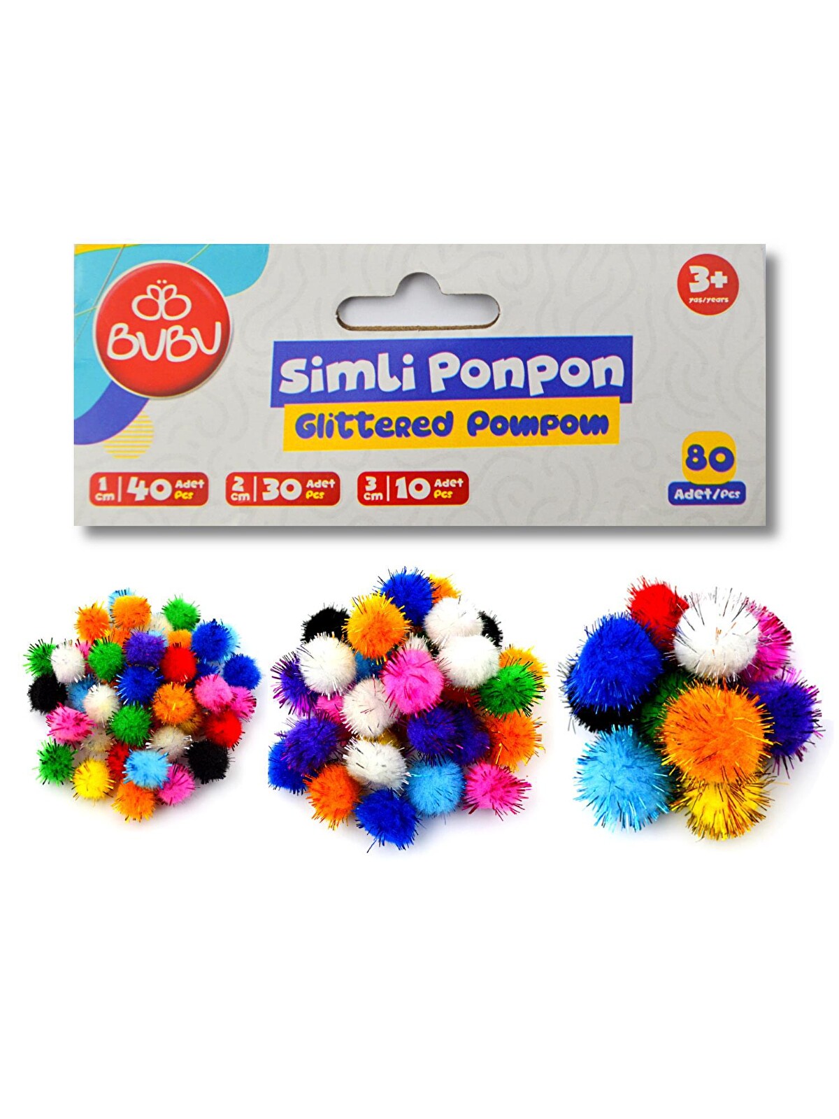 Bubu 10-20-30 mm Karışık Simli Ponpon 80 li (-HS0026) - S000232193