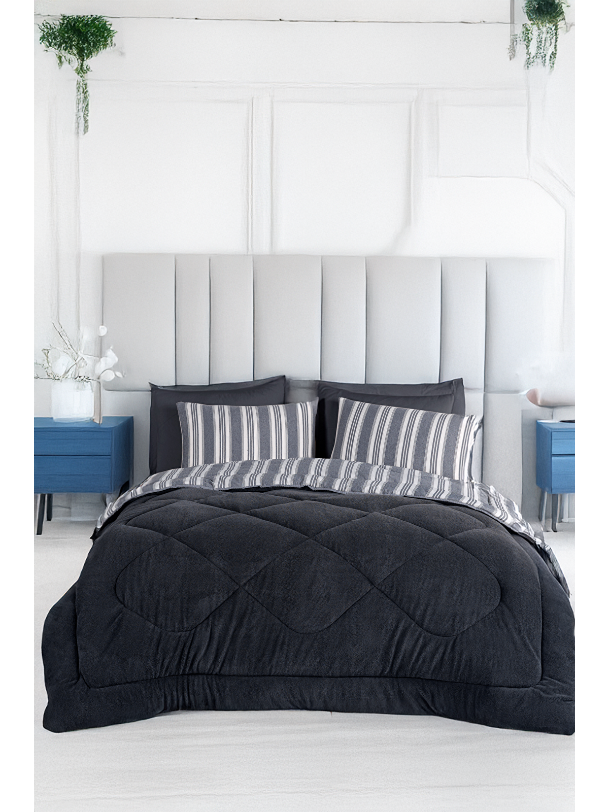 UPSTYLE Wellsoft Yorgan Tek Kişilik Soft Line Antrasit