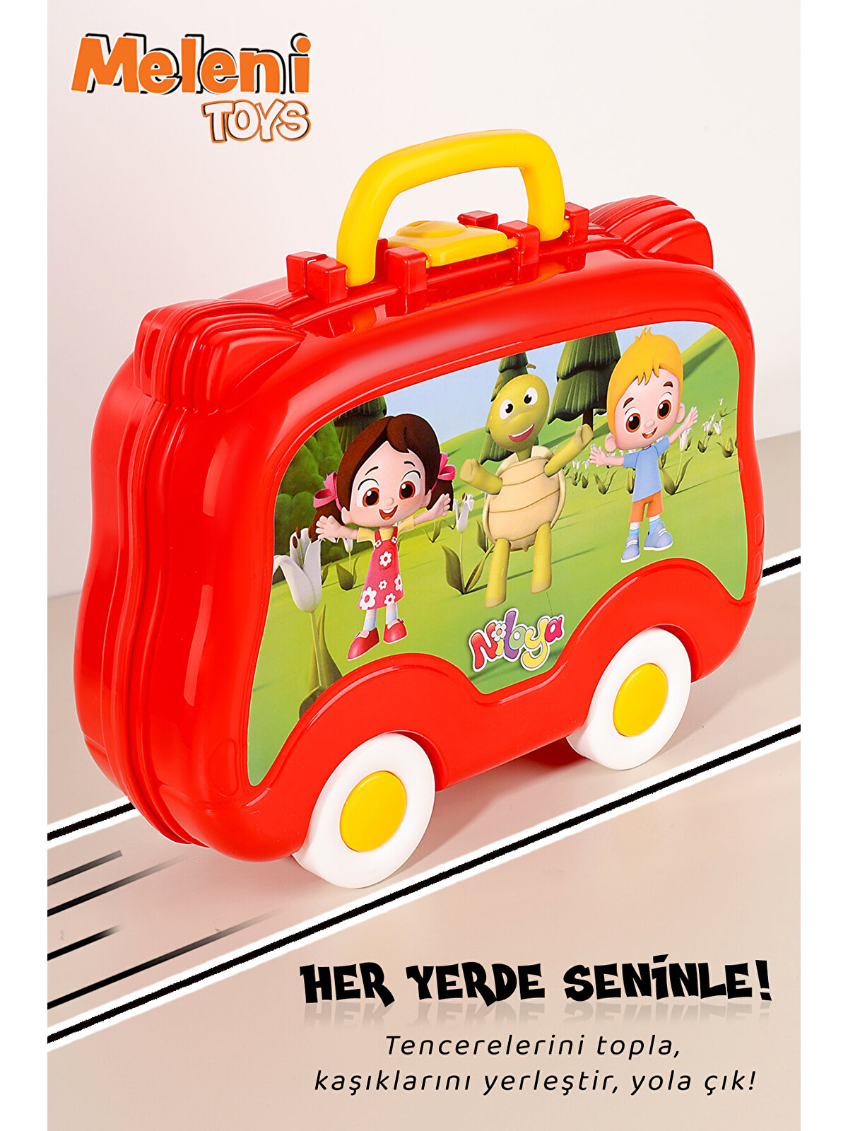Meleni Toys 19 Parça Niloya Çantalı Mutfak Seti - Tekerlekli Tava