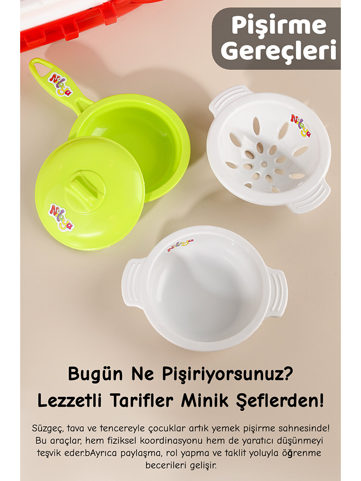 Meleni Toys 19 Parça Niloya Çantalı Mutfak Seti - Tekerlekli Tava