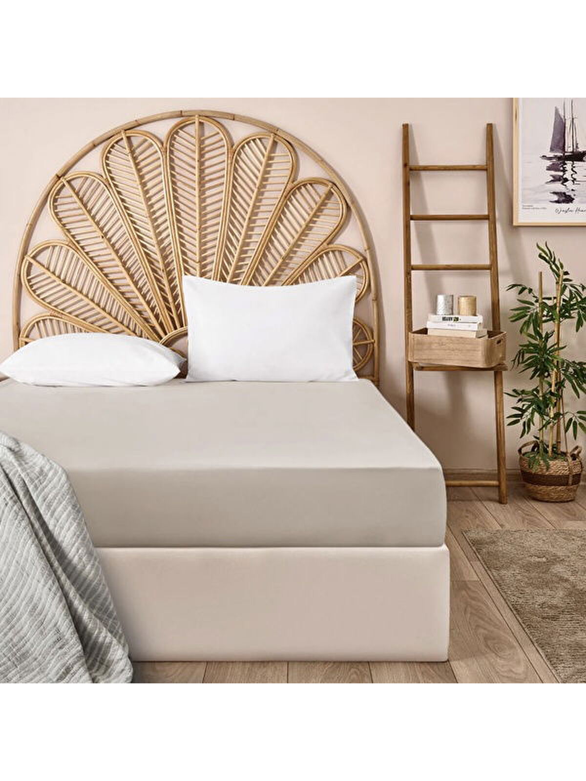 Evidea Soft Basic Çift Kişilik Düz Kenar Çarşaf - Bej - 240x260 cm