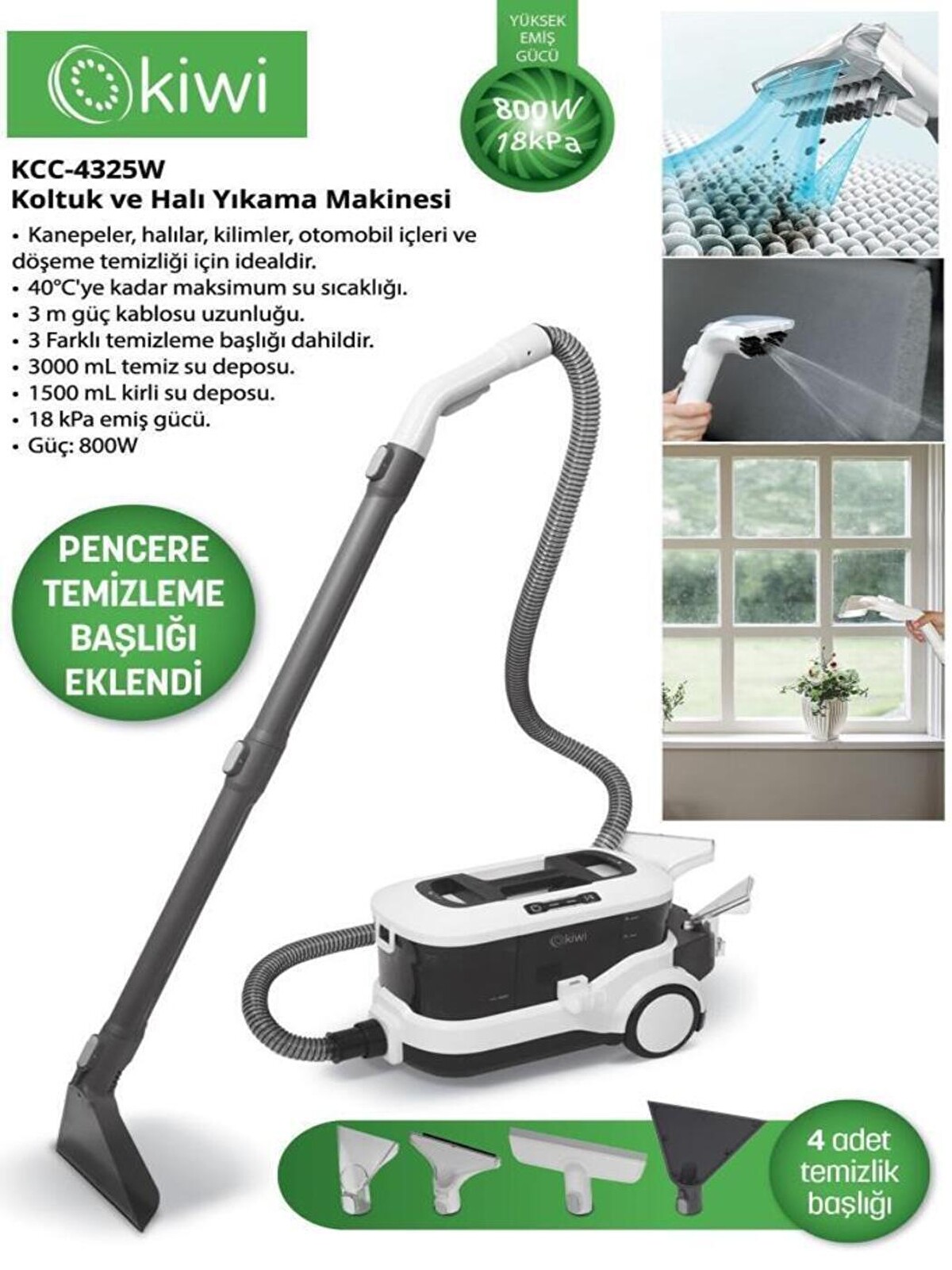 Kiwi Yeni (4325W Yeni Model) Pencere Temizleme Aparatlı Koltuk