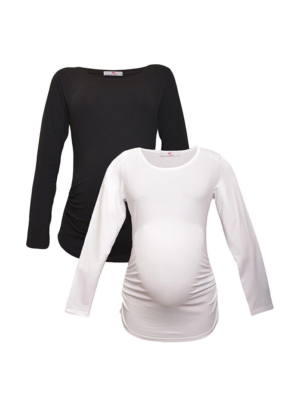 Luvmabelly Uzun Kollu Kadın Hamile Tişört 2'li