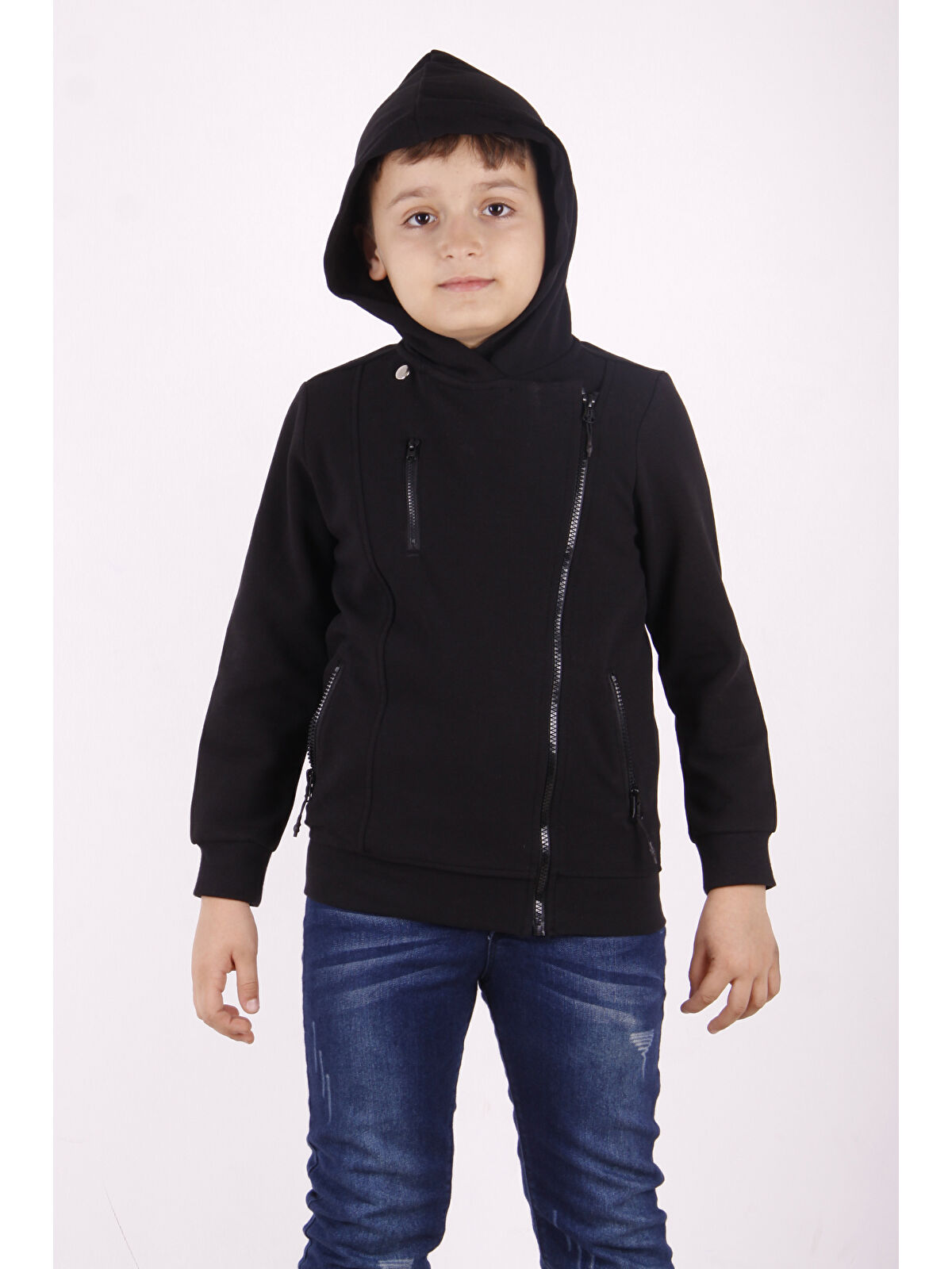 Toontoykids Erkek Çocuk Cepli Fermuarlı Asimetrik Kesim Hırka