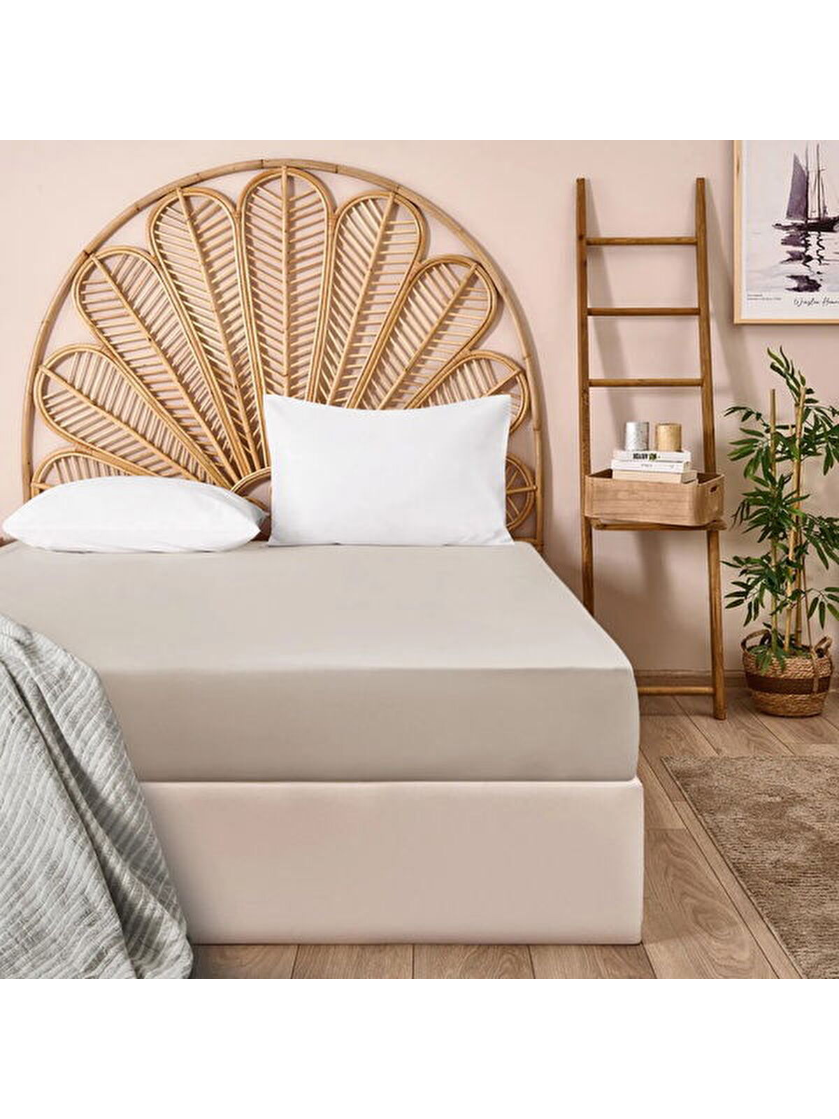Evidea Soft Basic Çift Kişilik Lastikli Çarşaf - Bej - 160x200 cm