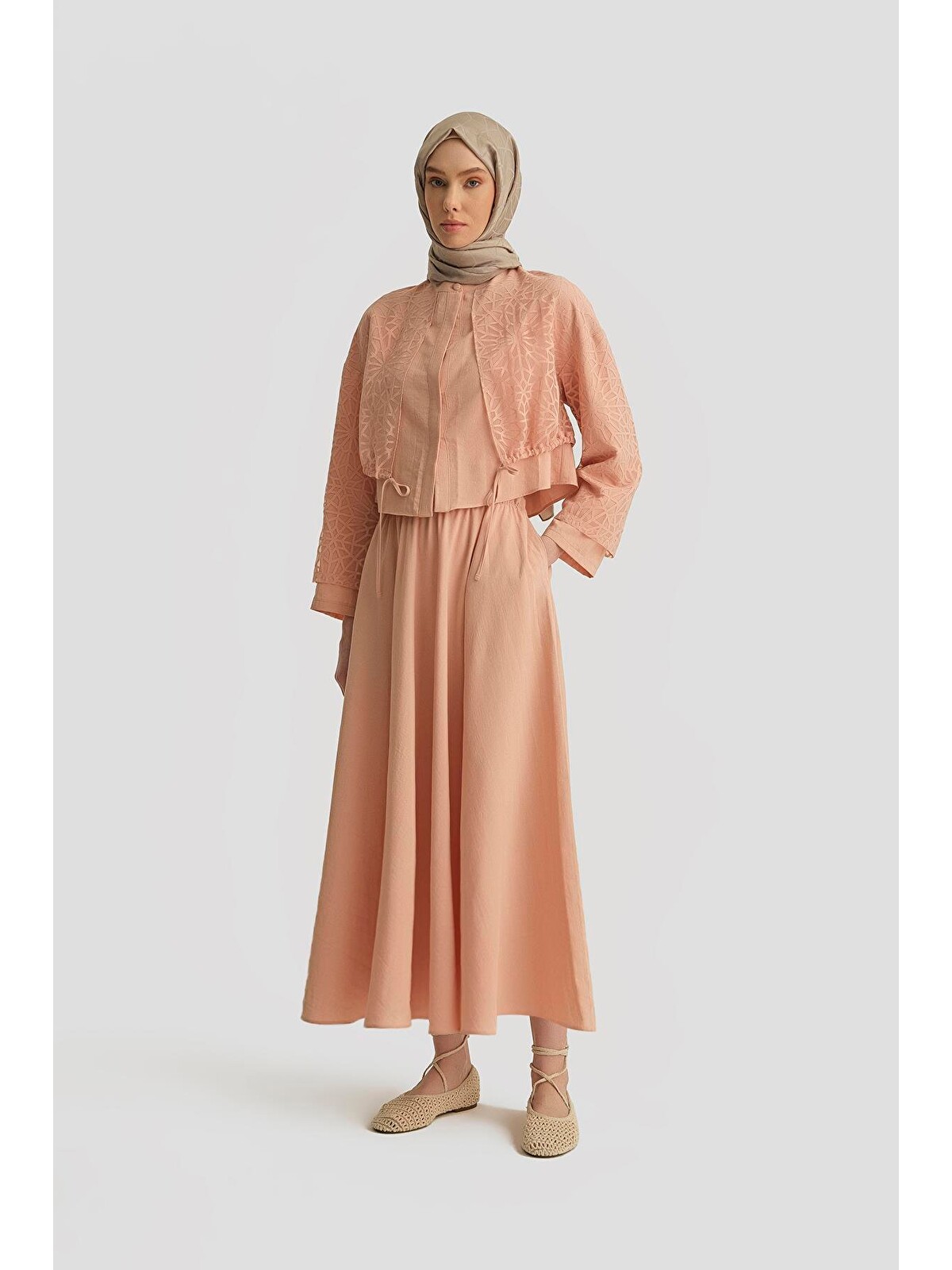misamisa0309様 Trendyolmilla Modest Bej Önden Bağlamalı Astarsız Dokuma Elbise