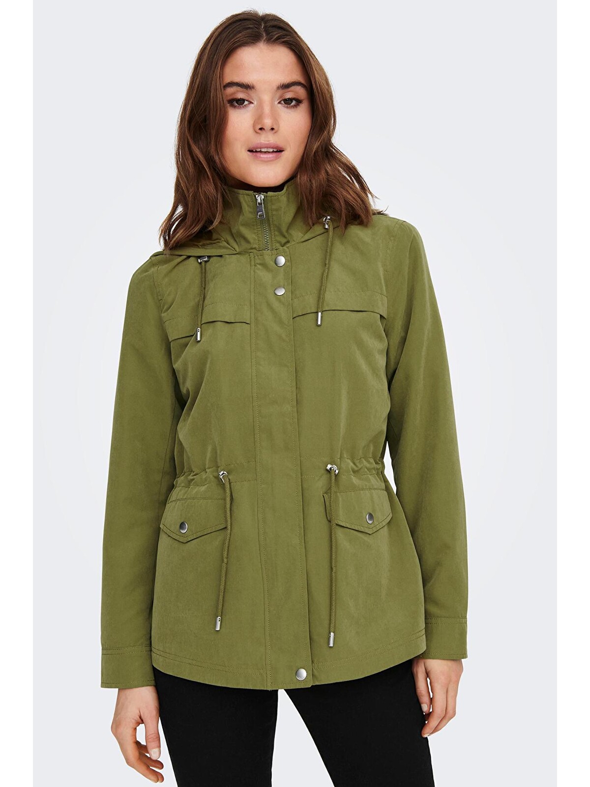 Only Yeşil Onlnewstarline Regular Fit Kapüşonlu Cepli Mevsimlik