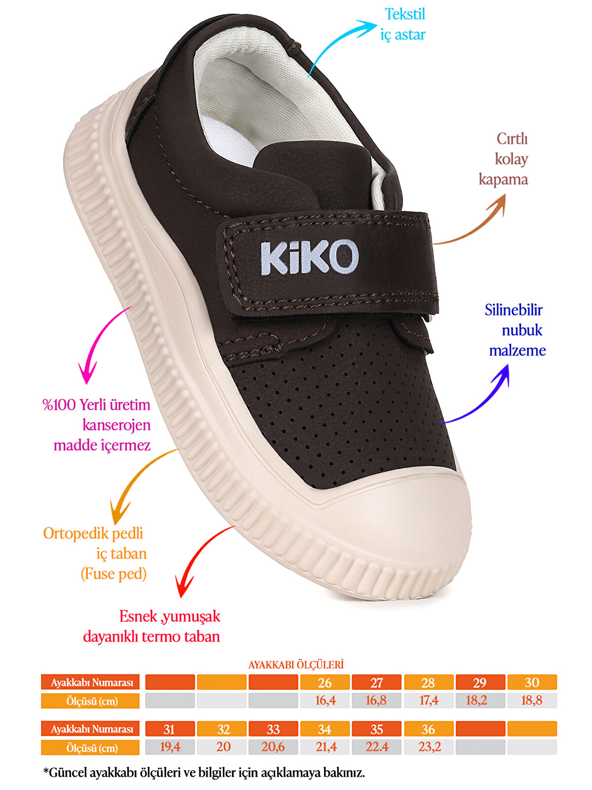 Kiko Kids Kahverengi Squa Nubuk Cırtlı Erkek Çocuk Günlük Ayakkabı