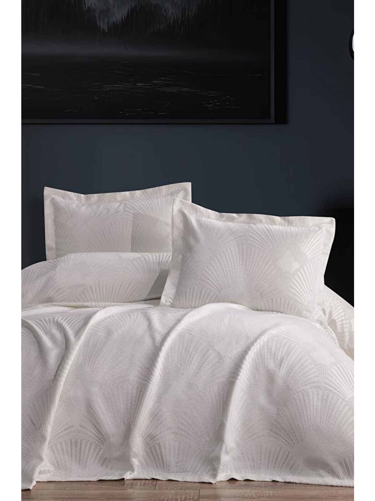 Çeyiz Diyarı Firdevs 3 Parça Çift Kişilik Pike Takımı 240x260 Krem
