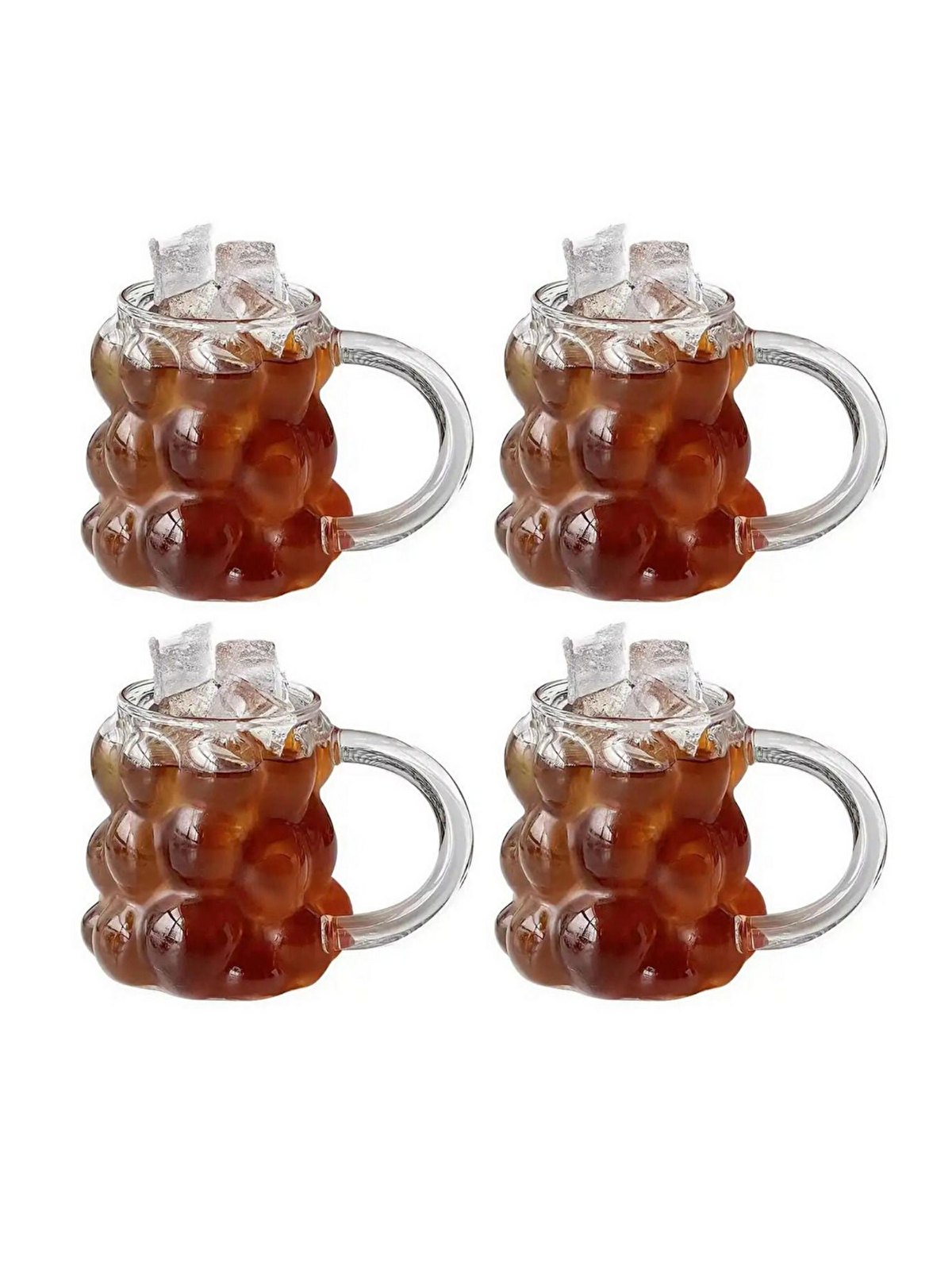 Kitchen Design Lab 350 ml Üzüm Tasarımlı Borosilikat Cam Kupa Bardağı 4 Adet - 2430