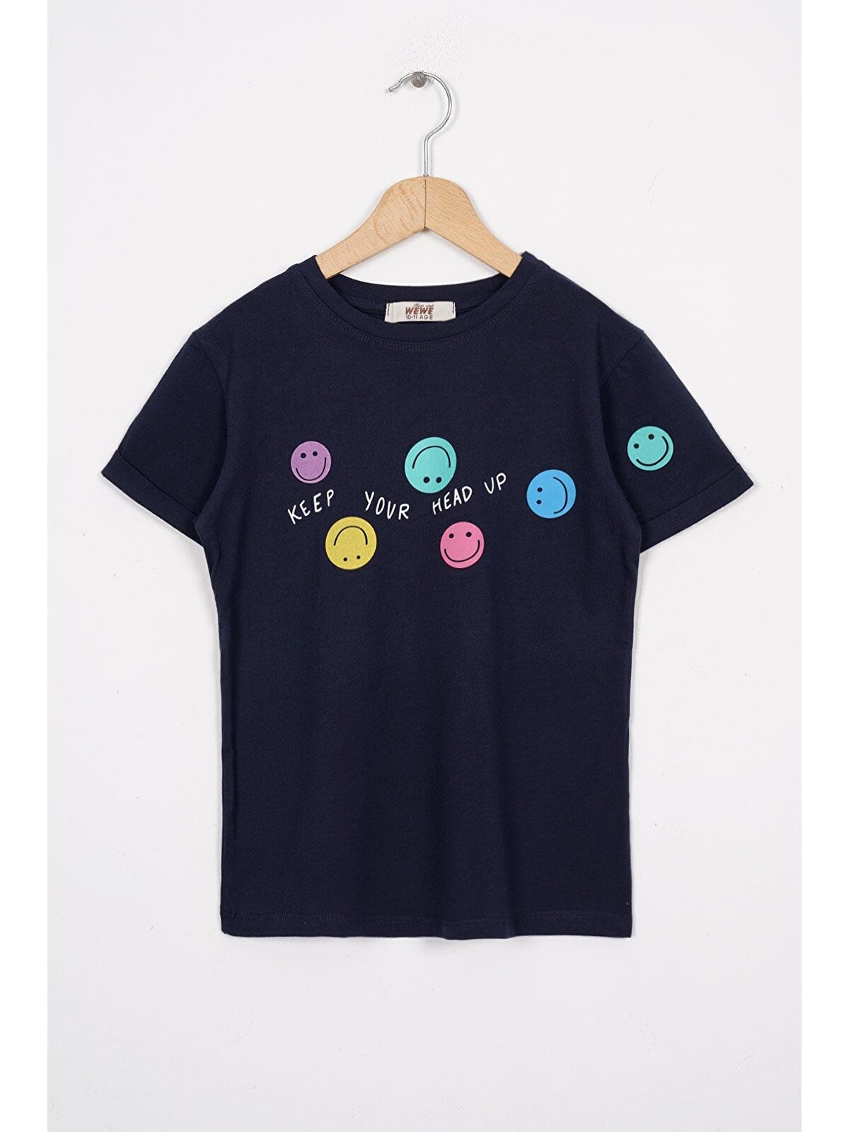 Zepkids Smile Baskılı Lacivert Renk Kız Çocuk Tshirt - S000356690