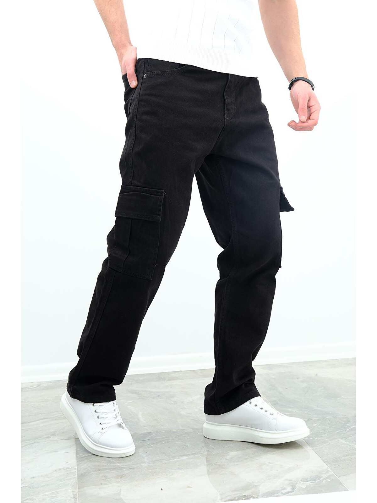 Oksit Siyah Cio 1250 Komando Baggy Fit jean Kargo Pantolon