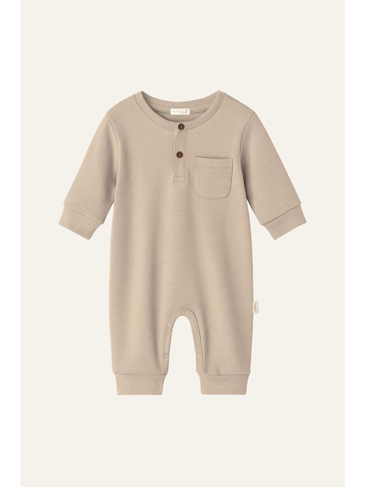 MİNİNİO Unisex Bebek Organik Tulum - Ekru