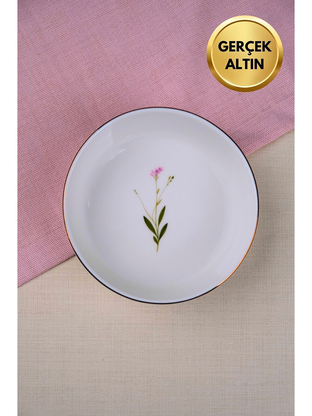 TABAK EVİ Porselen Natura Çuha Altın Yaldızlı Kase 17x5x4,50cm 730cc Tekli