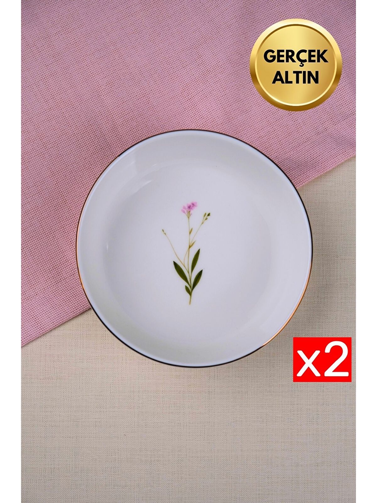 TABAK EVİ Porselen Natura Çuha Altın Yaldızlı Kase 17x5x4,50cm 730cc 2 li