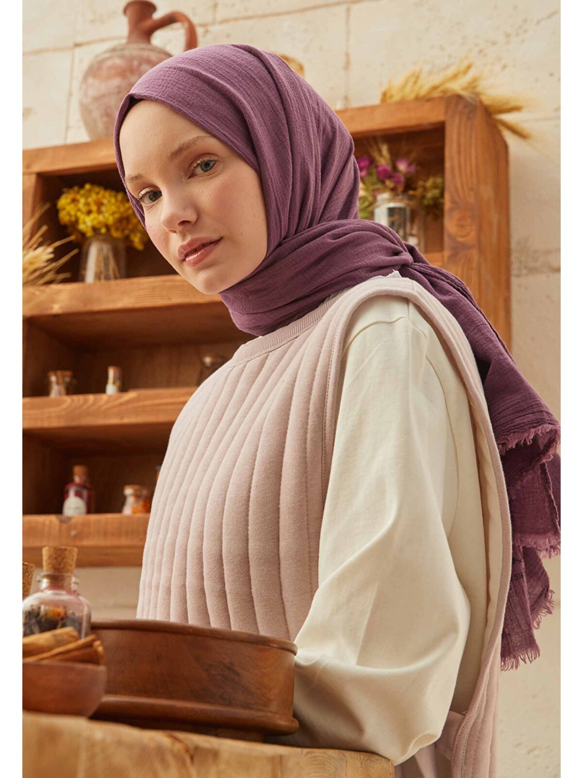 Fresh Scarfs Organik Pamuk Şal Mürdüm - S000420535-20036 | LCW