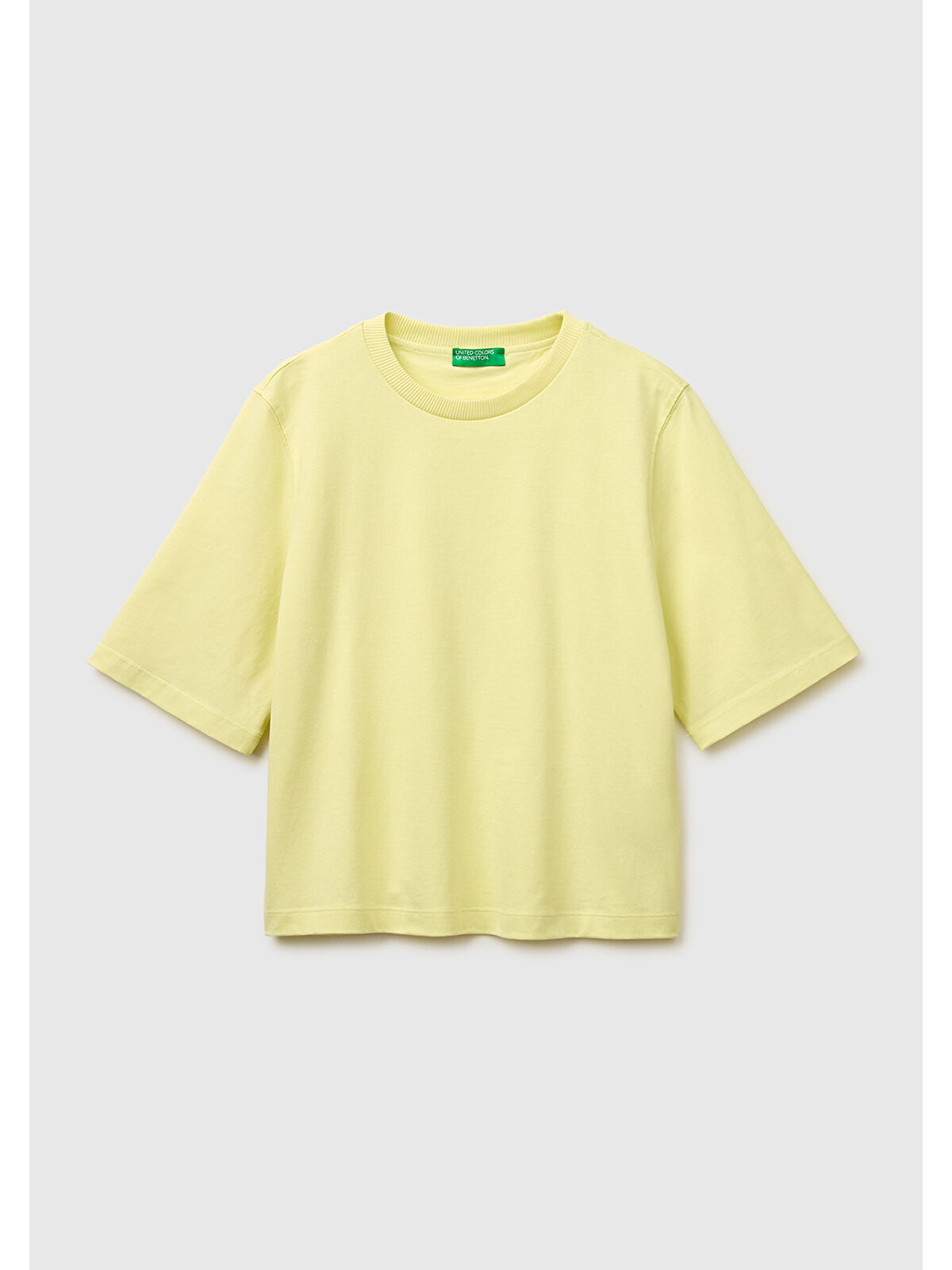 United Colors Of Benetton Kadın Sarı %100 Pamuk Boxy Fit T-Shirt
