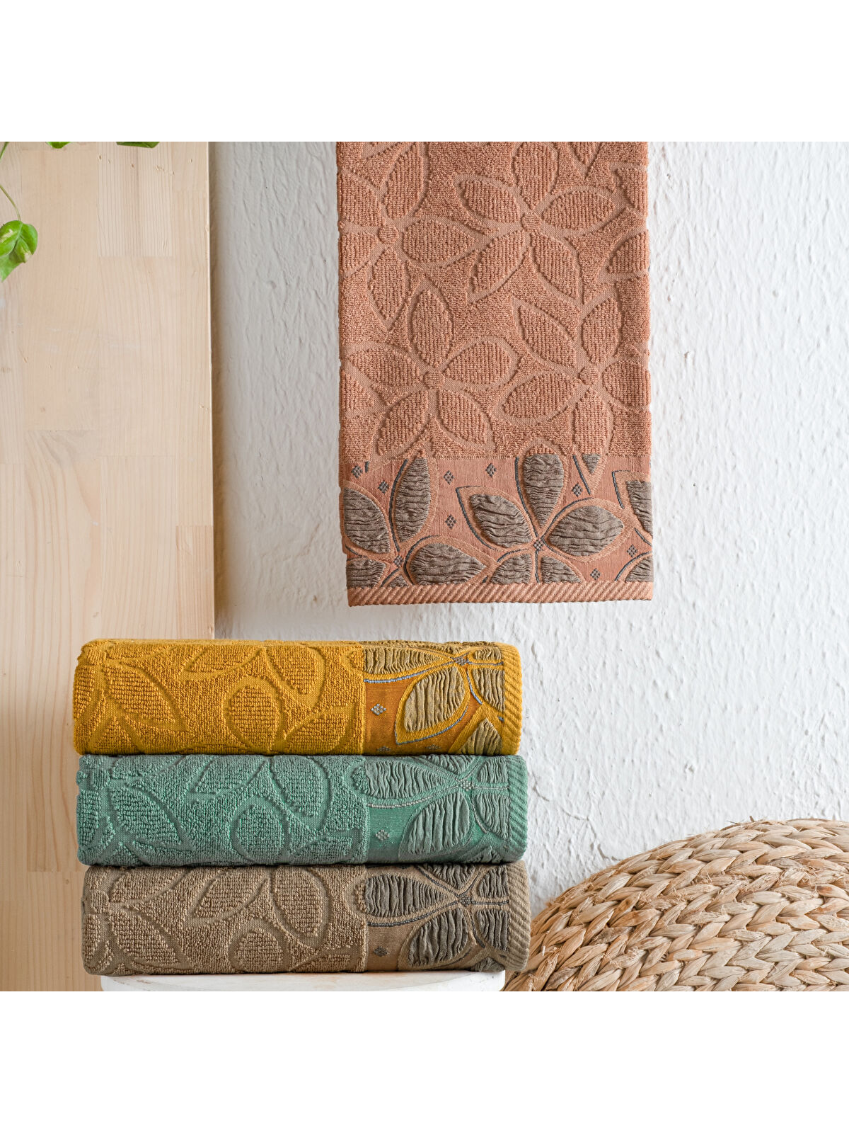SCHAFER Home Dolce Jakarlı Havlu 70x140-Kiremit